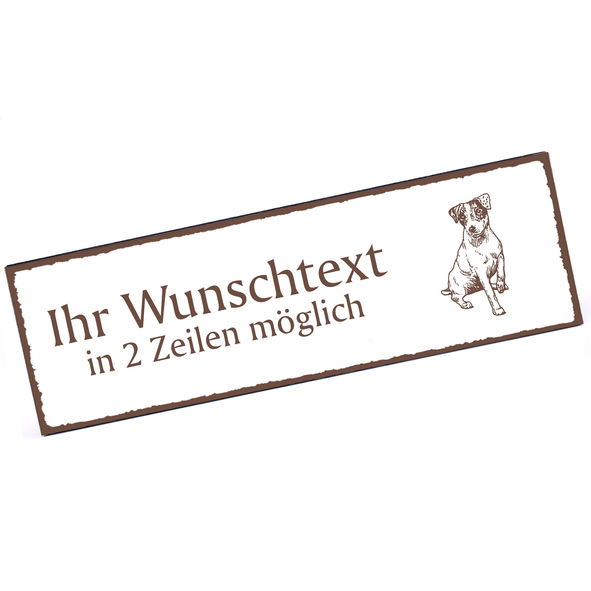 Türschild sitzender Jack Russell Terrier  Namensschild personalisiert mit Gravur - 150mm x 50mm - se
