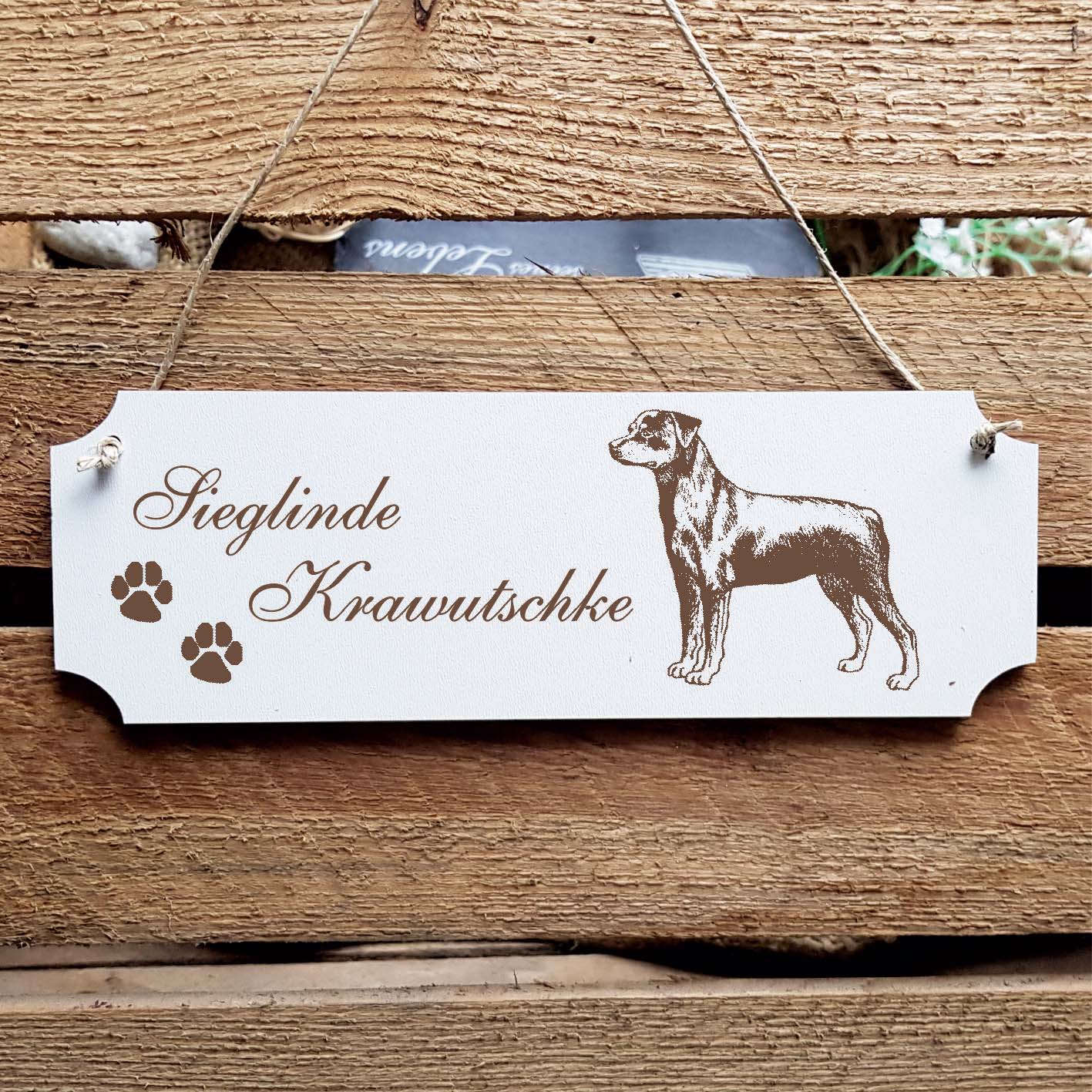 Schild « Rottweiler 02 » Namensschild Türschild zum Anhängen - 20 x 6,7 cm