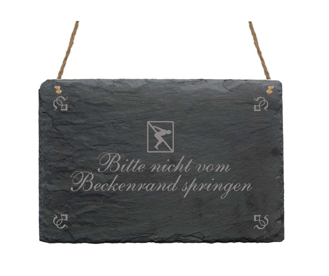 Schiefertafel « Bitte nicht vom Beckenrand springen »