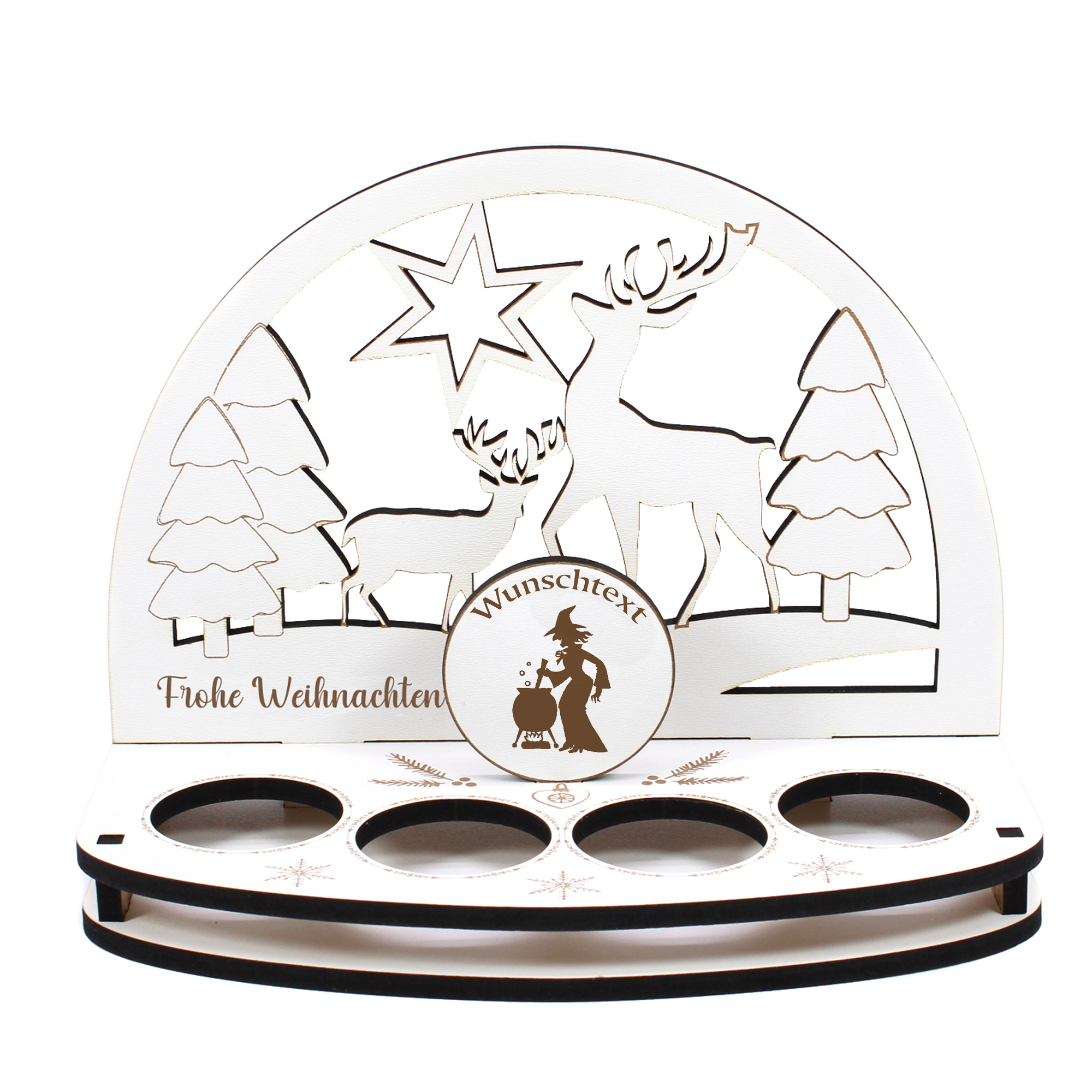 Deko Schwibbogen Hexe am Kessel Teelichthalter personalisiert Weihnachten Weihnachtsdekoration