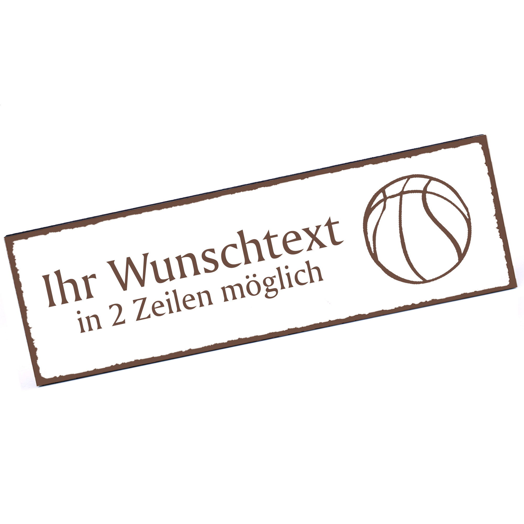 Türschild Basketball  Namensschild personalisiert mit Gravur - 150mm x 50mm - selbstklebend