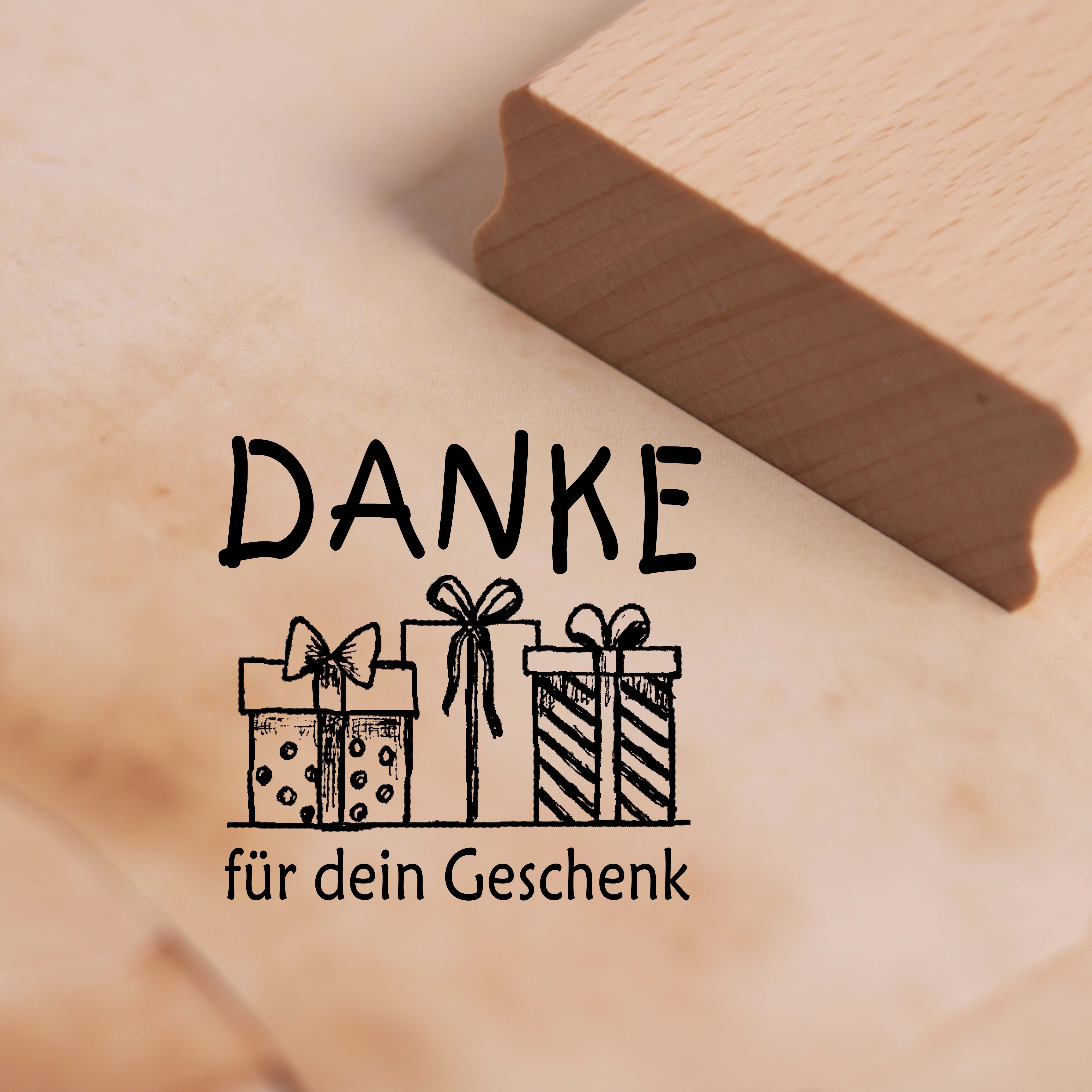 Motivstempel Danke für dein Geschenk Stempel 38 x 37 mm