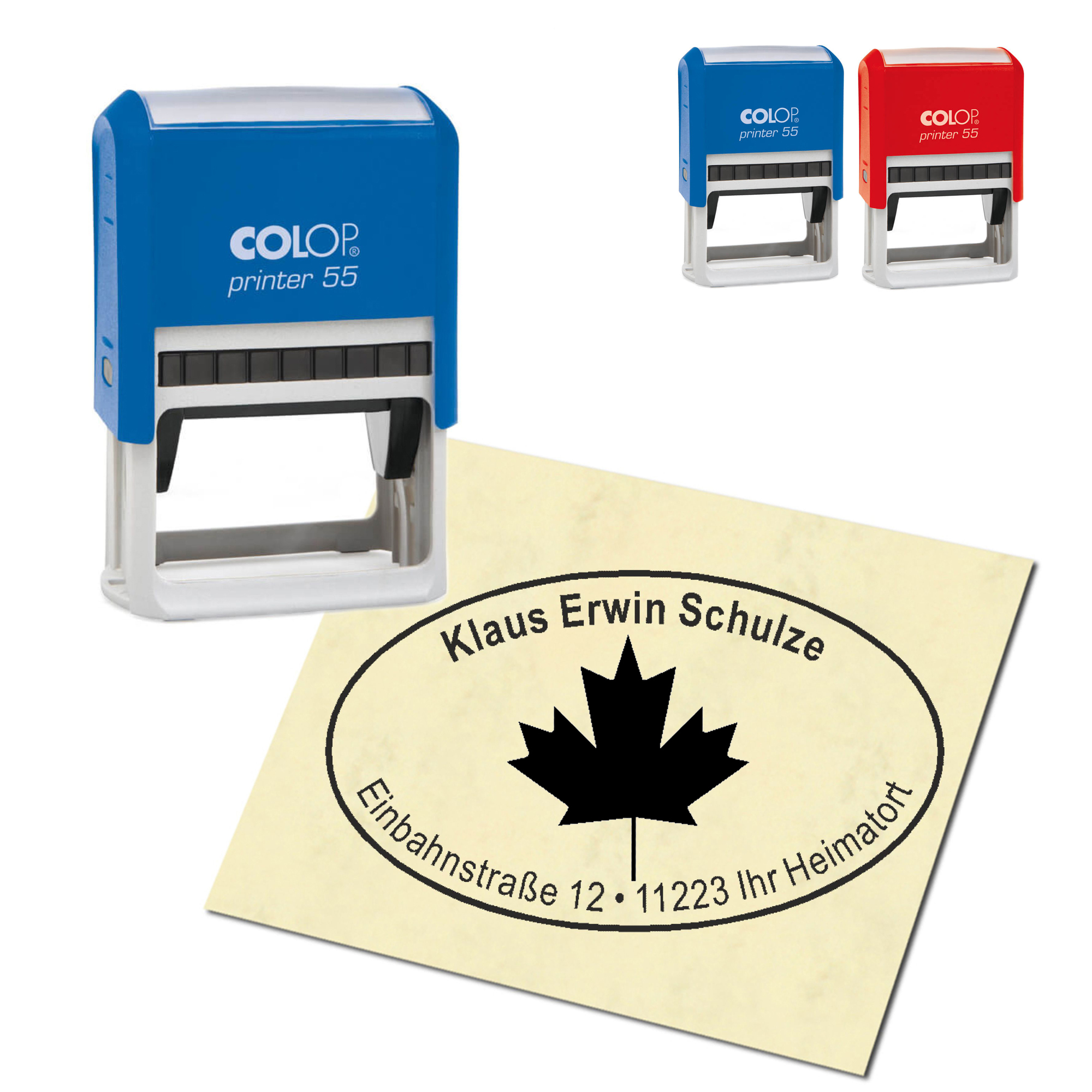 Adressstempel personalisiert Stempel - Fahne Canada - oval 59 x 39 mm
