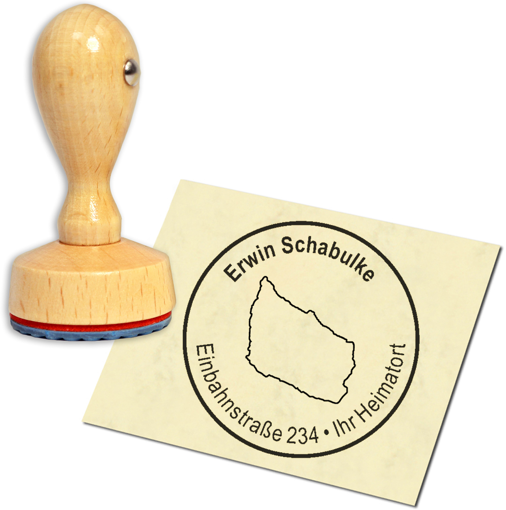 Stempel Adressstempel Holzstempel - Insel Bornholm - rund 40mm