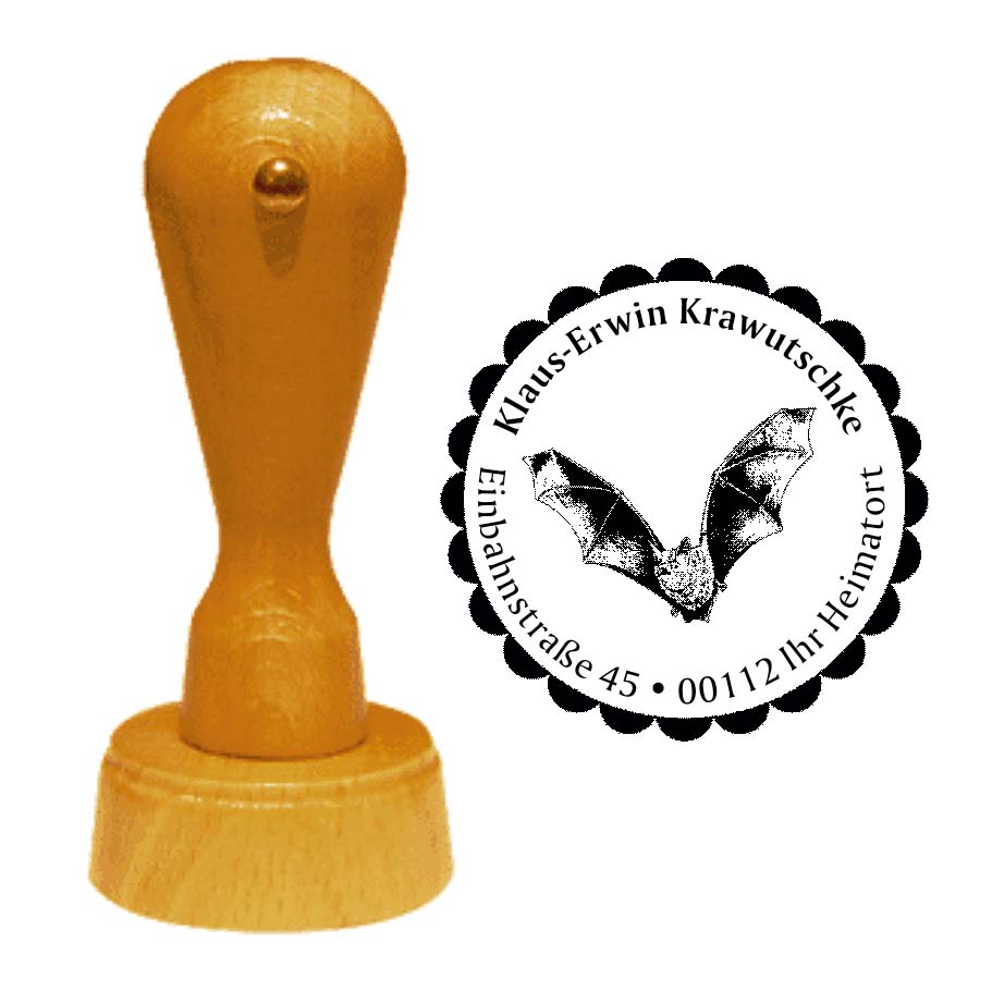 Adressenstempel « FLEDERMAUS 02 » mit persönlichem Wunschtext