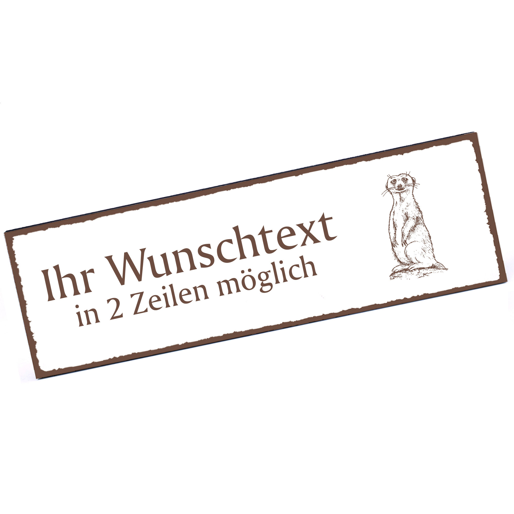 Türschild stehendes Erdmännchen  Namensschild personalisiert mit Gravur - 150mm x 50mm - selbstklebe