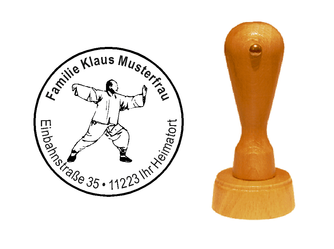 « Tai-Chi » Holzstempel mit persönlichem Wunschtext