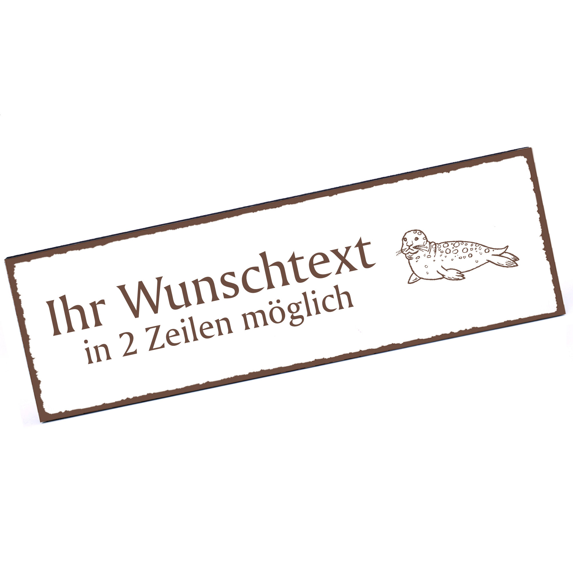 Türschild Robbe  Namensschild personalisiert mit Gravur - 150mm x 50mm - selbstklebend