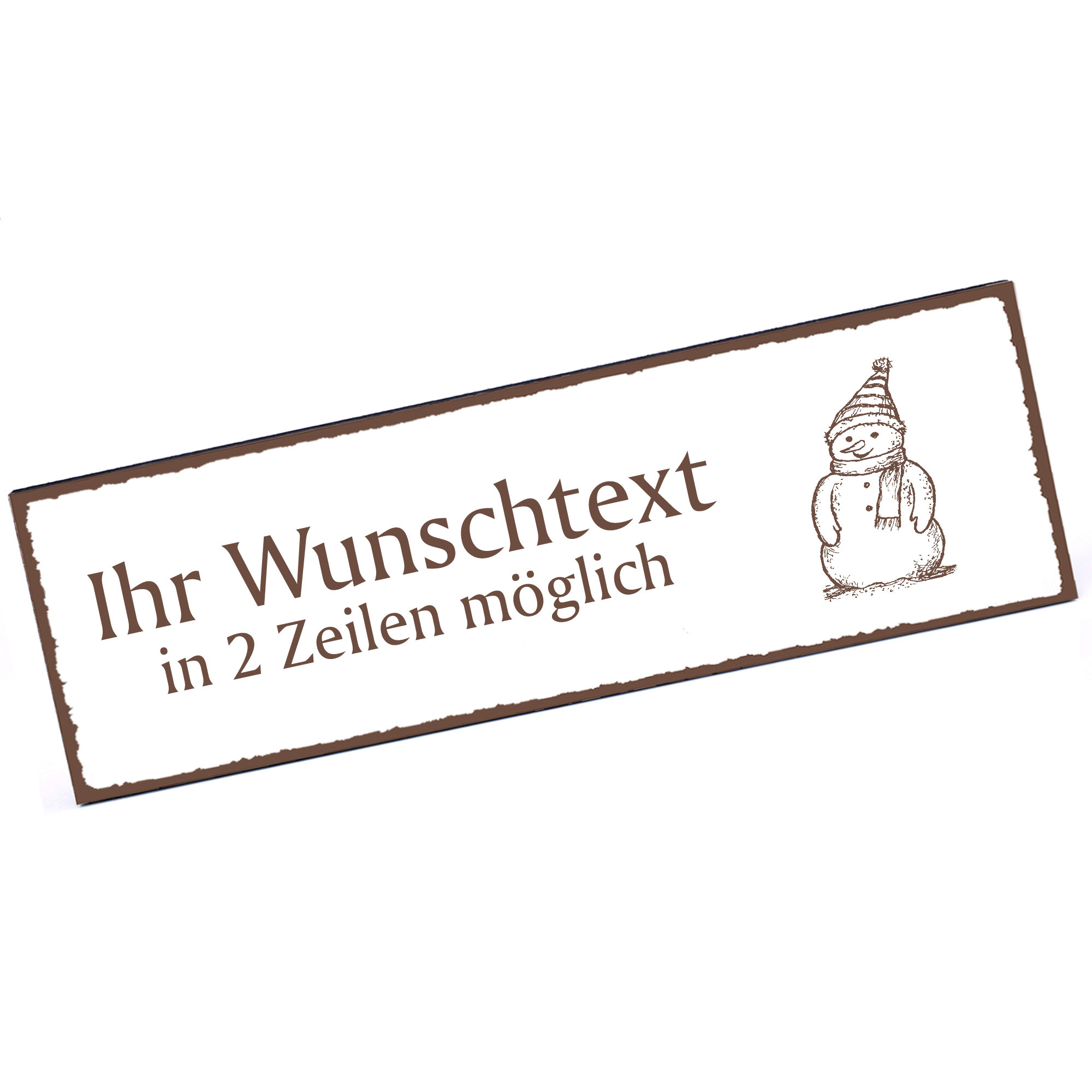 Türschild Schneemann  Namensschild personalisiert mit Gravur - 150mm x 50mm - selbstklebend