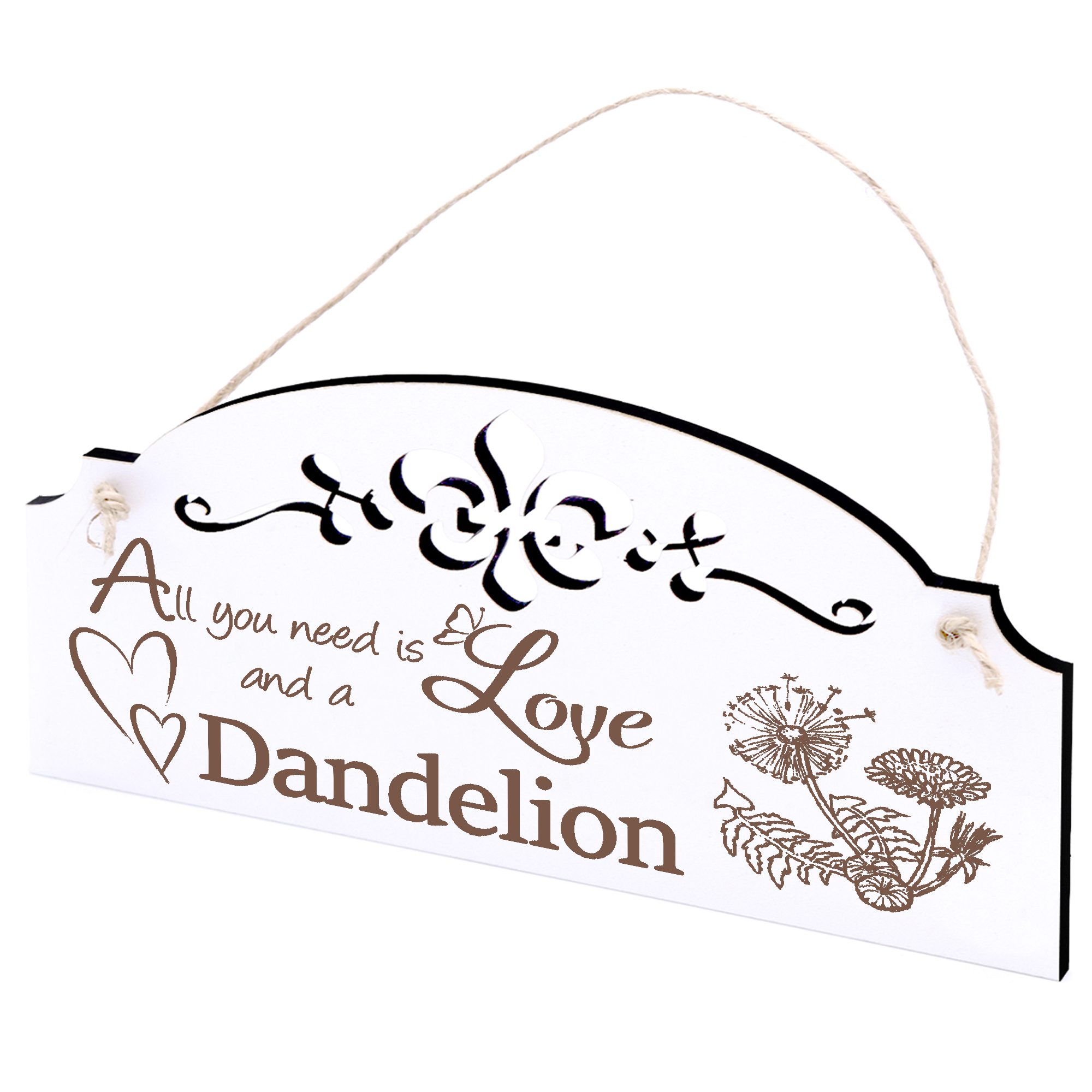 Schild Löwenzahn Deko 20x10cm - All you need is Love and a Dandelion - Holz
