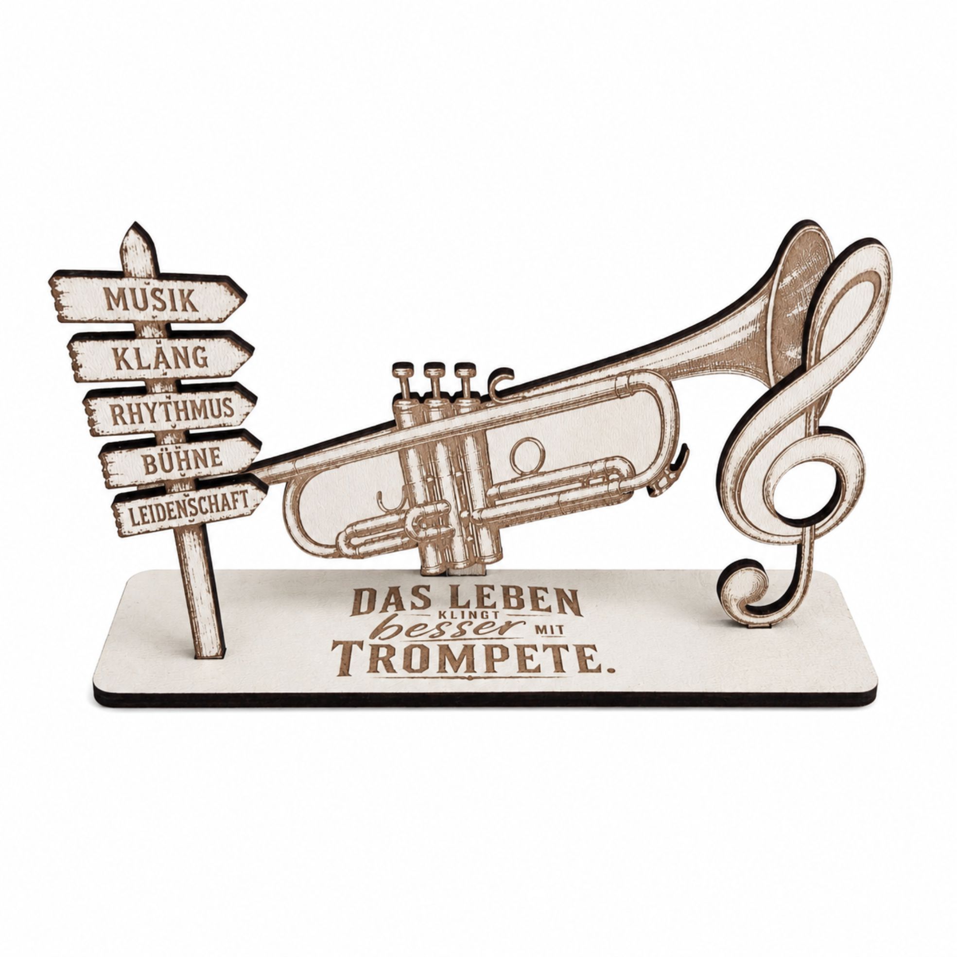 Trompete Geldgeschenk aus Holz - Geschenk für Trompeter & Musiker 14x8 cm