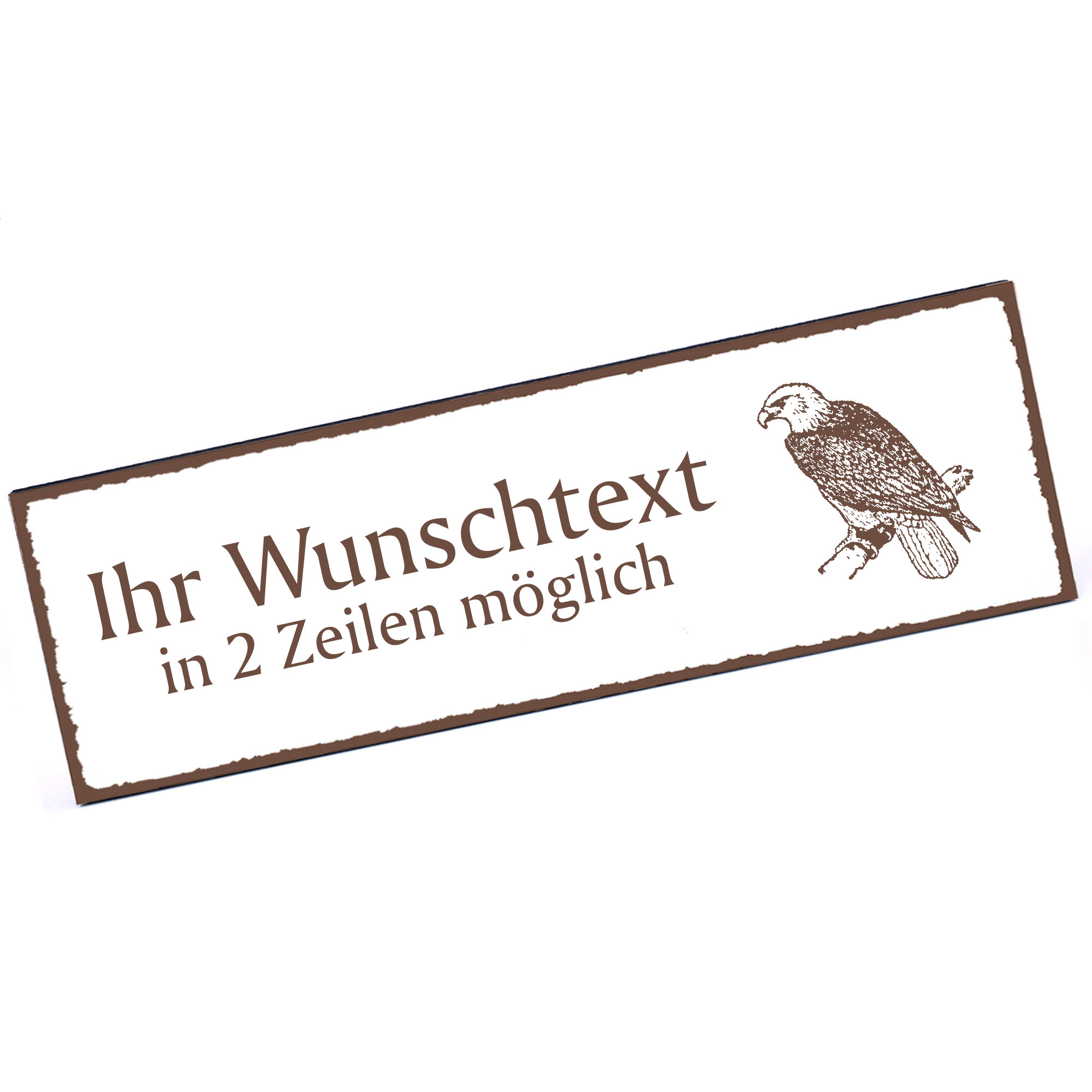 Türschild Adler  Namensschild personalisiert mit Gravur - 150mm x 50mm - selbstklebend