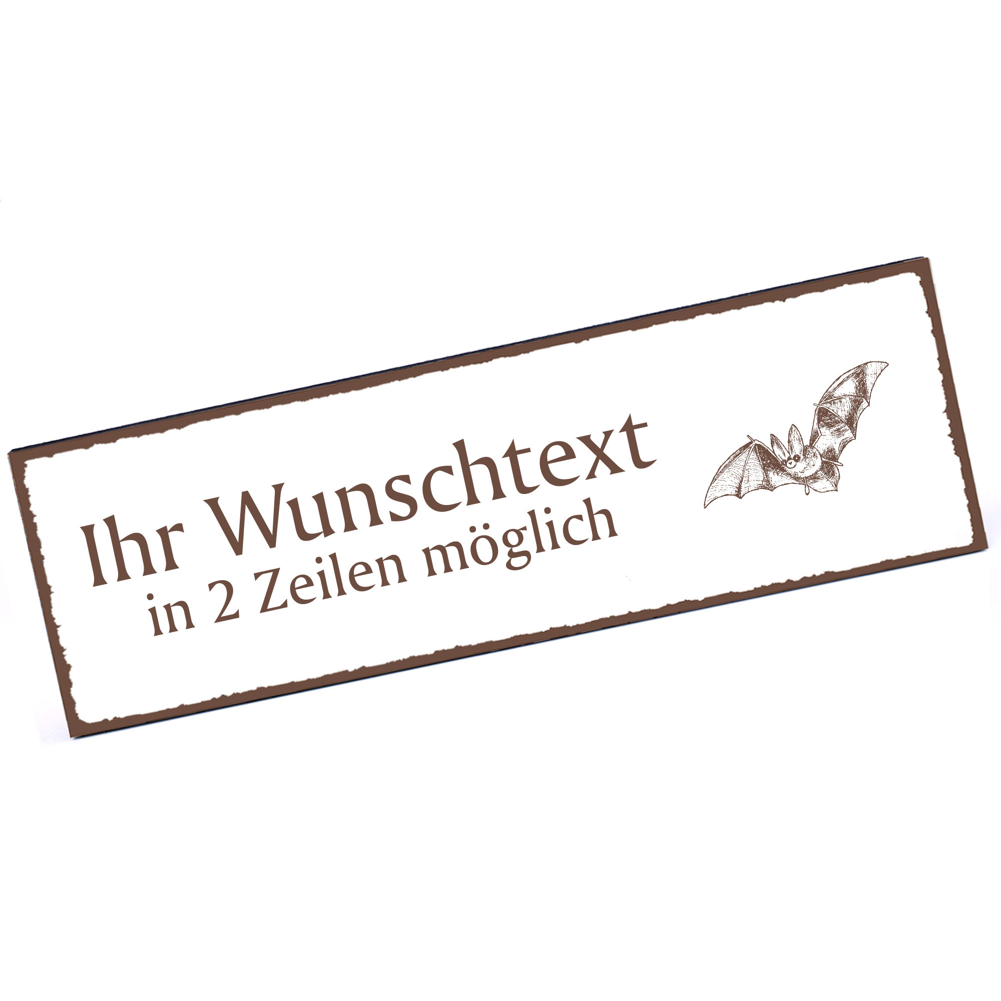 Türschild fliegende Fledermaus  Namensschild personalisiert mit Gravur - 150mm x 50mm - selbstkleben