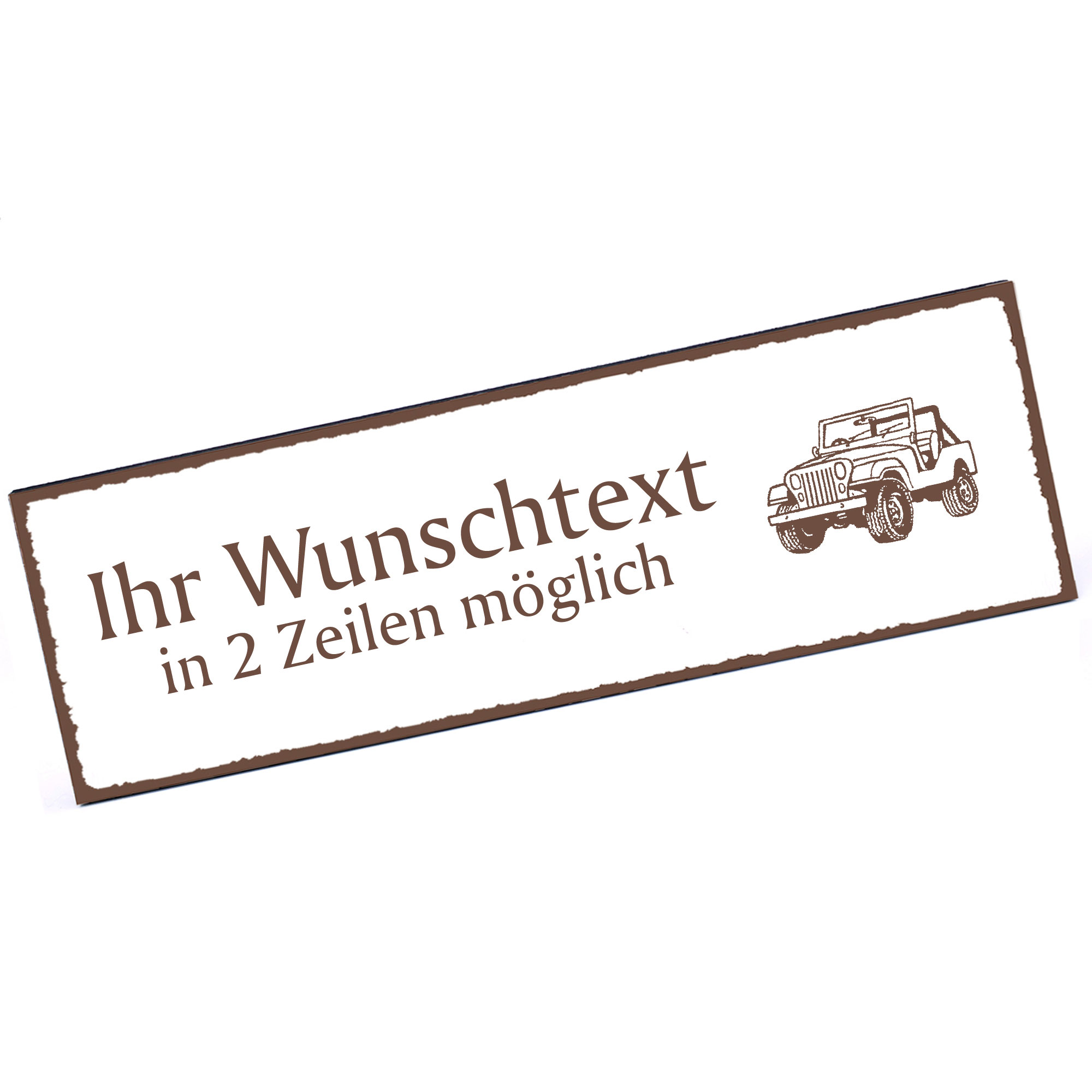 Türschild Geländewagen  Namensschild personalisiert mit Gravur - 150mm x 50mm - selbstklebend