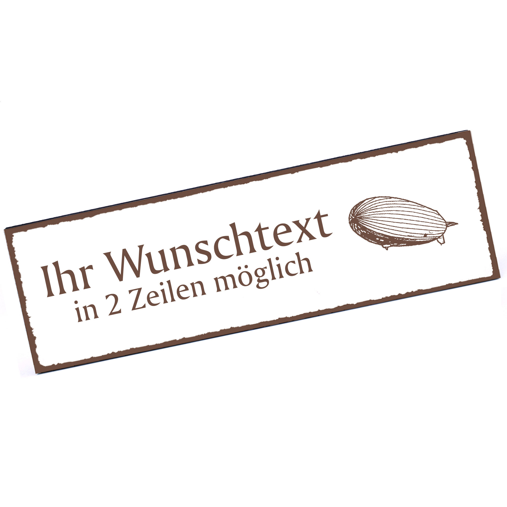 Türschild Zeppellin  Namensschild personalisiert mit Gravur - 150mm x 50mm - selbstklebend