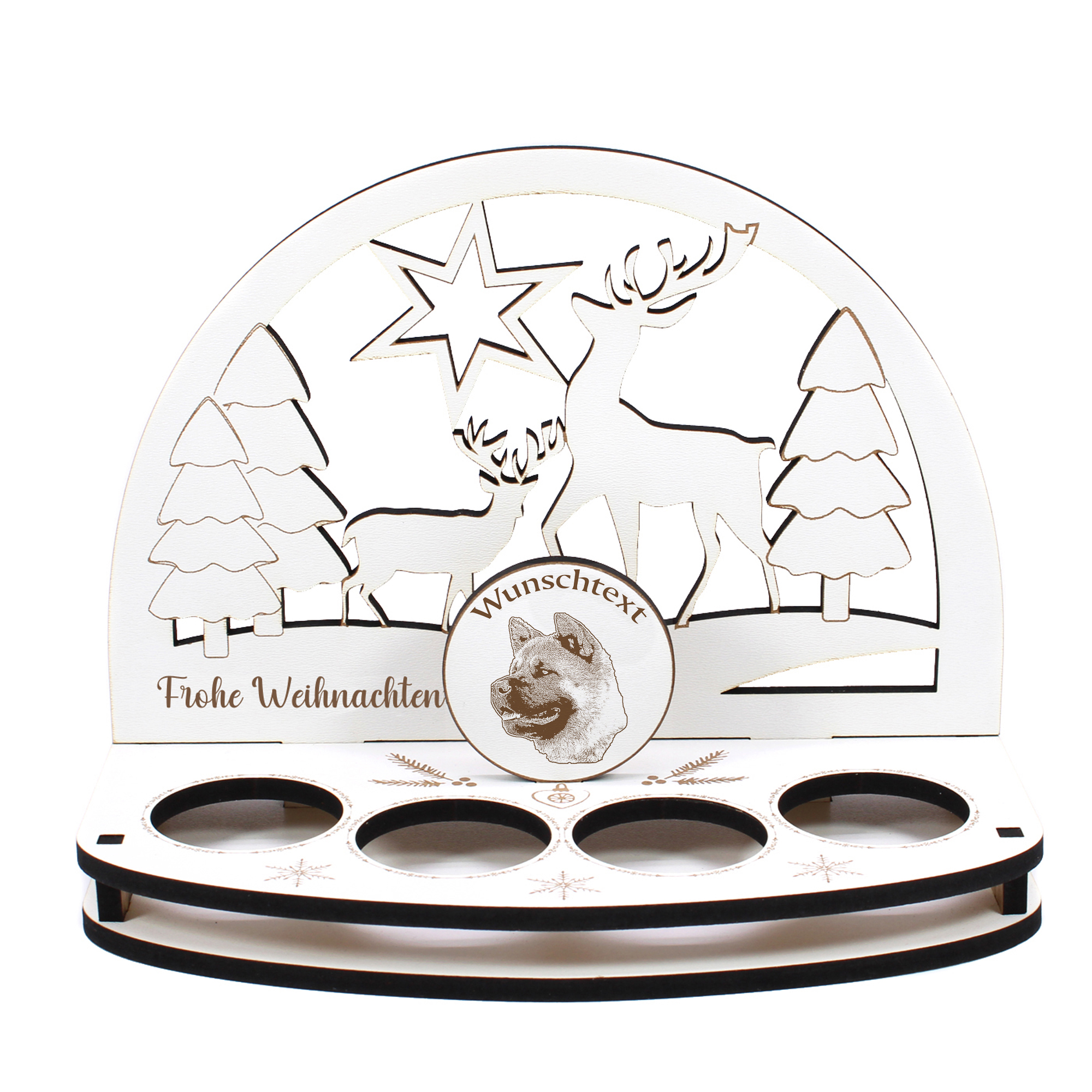 Deko Schwibbogen American Akita  Teelichthalter personalisiert Weihnachten Weihnachtsdekoration