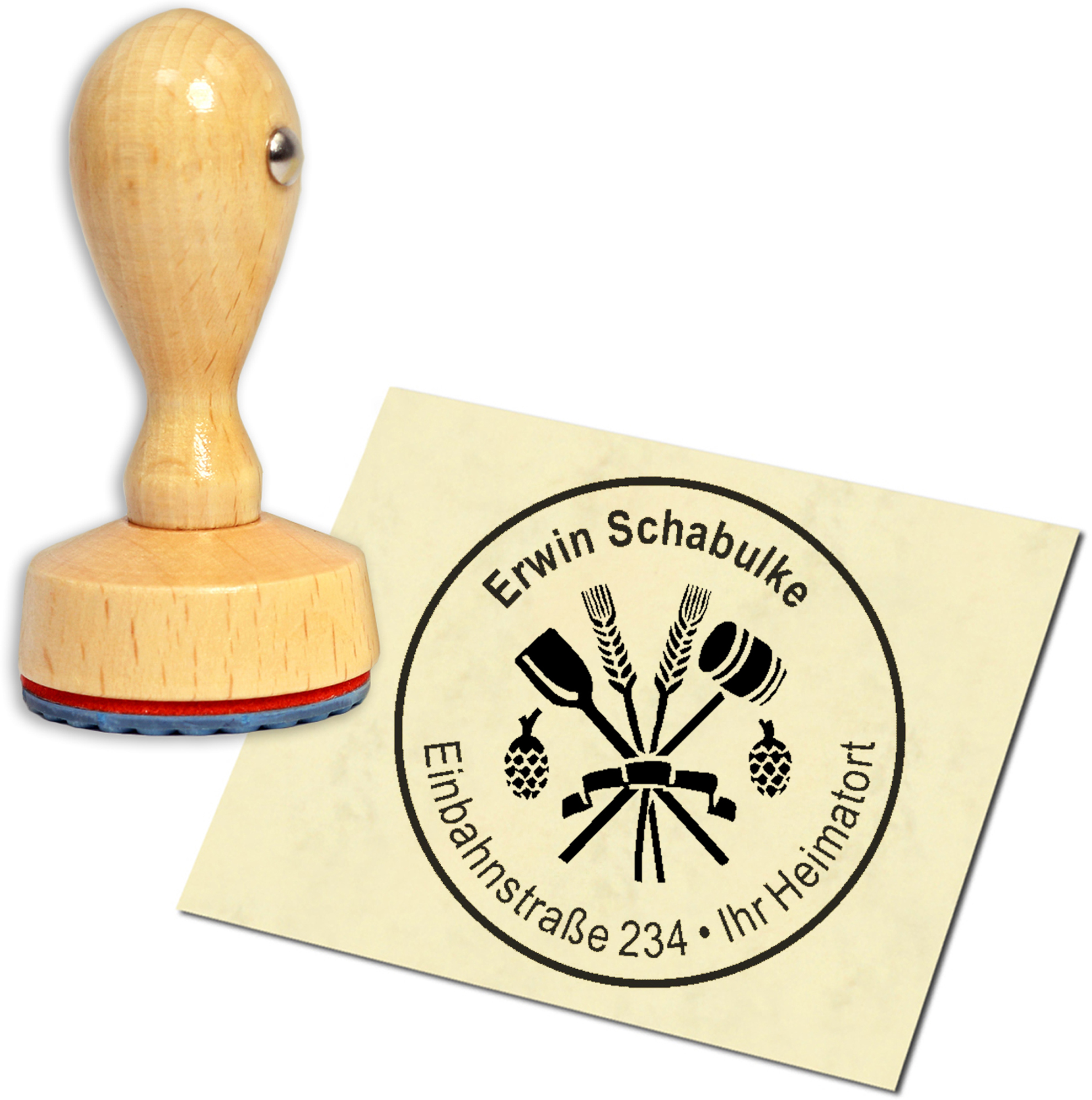 Stempel Adressstempel Holzstempel - Brauer - rund 40mm