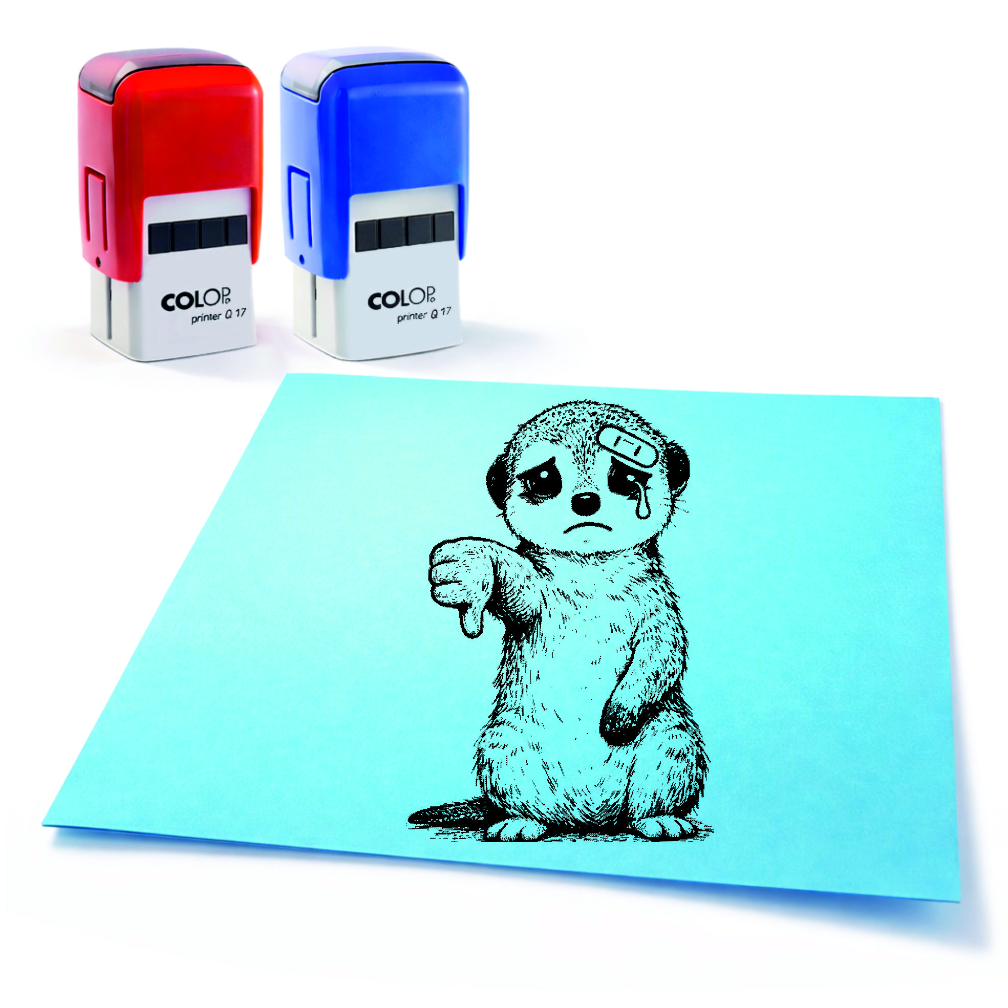  Lehrer Automatikstempel Erdmännchen Motivationsstempel Schüler – Tiermotive Daumen runter – Abdruck 16 x 16 mm