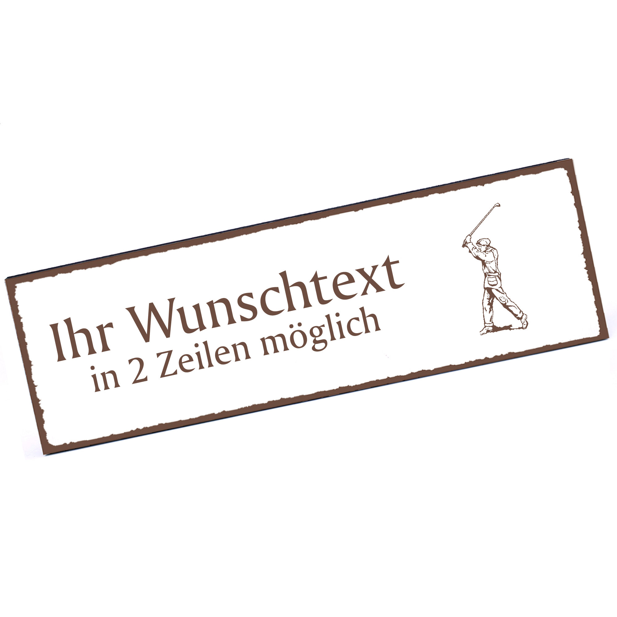 Türschild Golfer  Namensschild personalisiert mit Gravur - 150mm x 50mm - selbstklebend