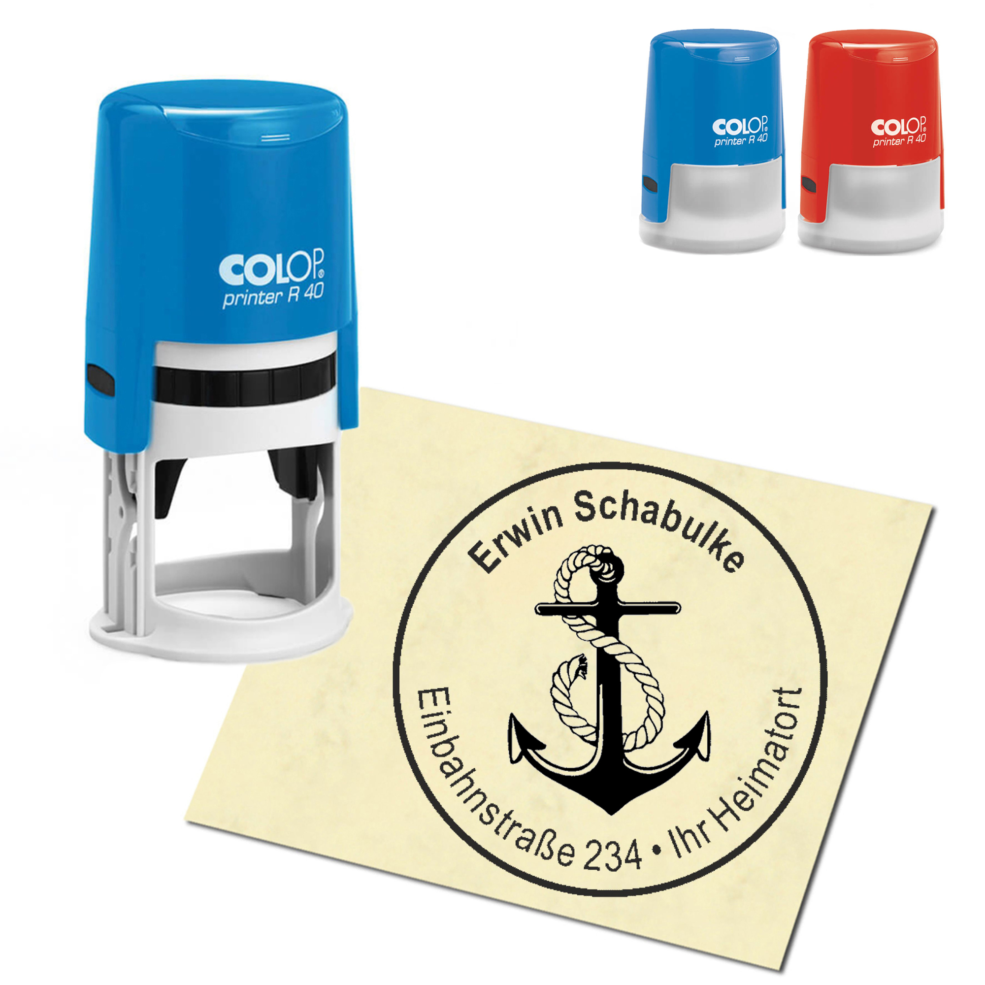 Stempel Adressstempel personalisiert - Anker - rund &empty; 40mm