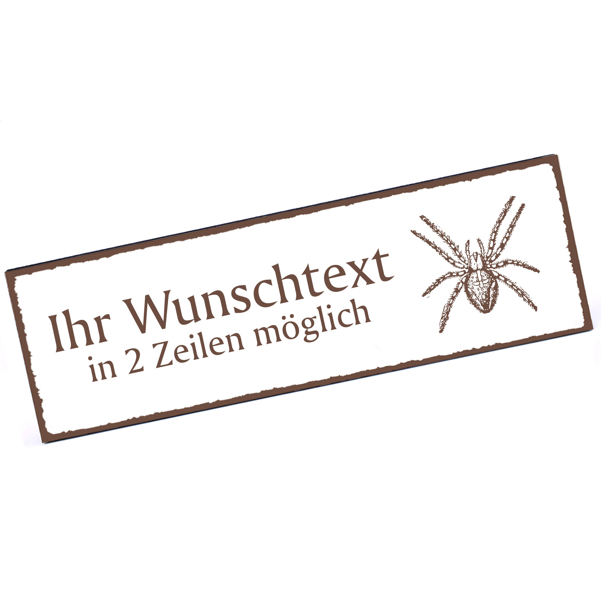 Türschild Spinne  Namensschild personalisiert mit Gravur - 150mm x 50mm - selbstklebend