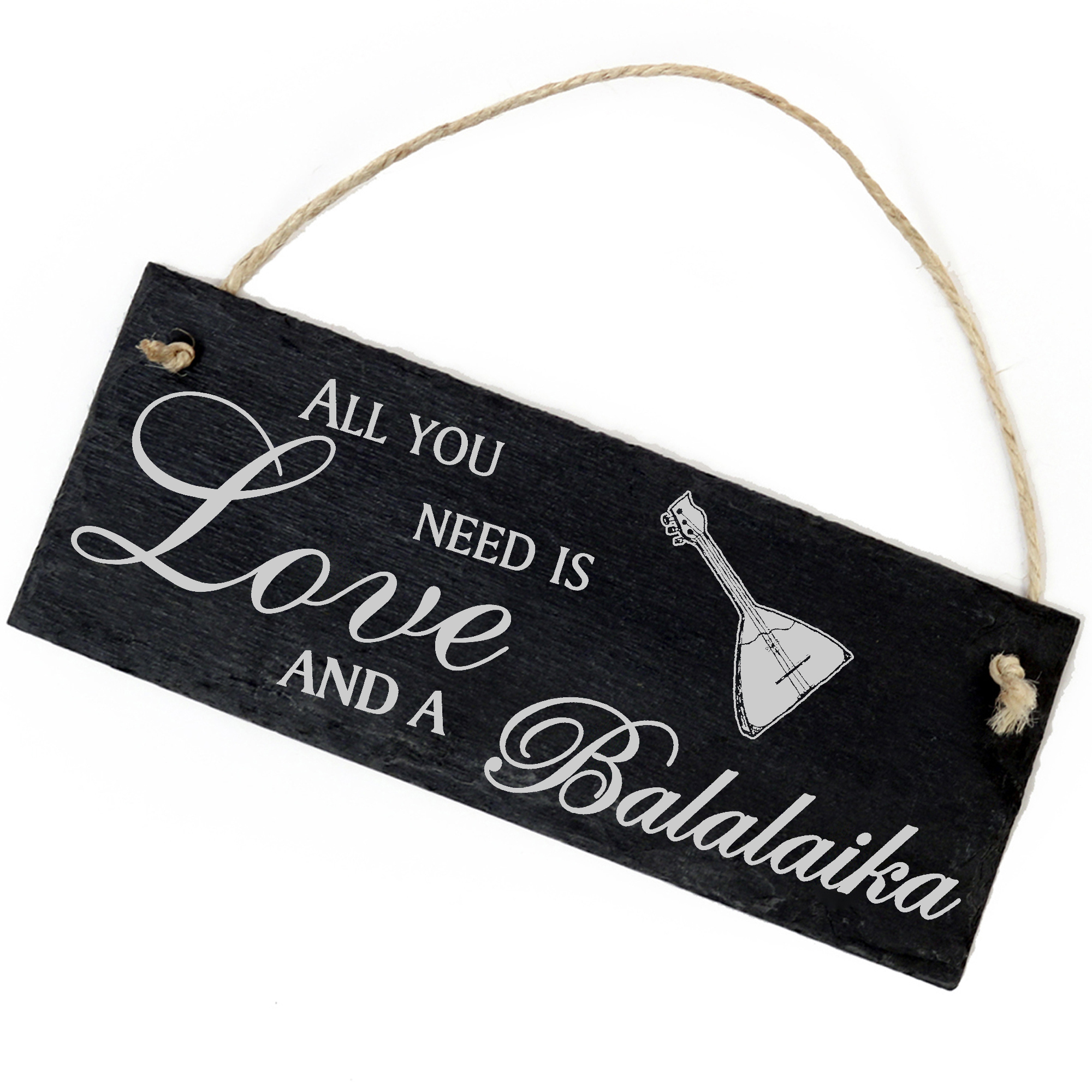 Schiefertafel Deko Balalaika Schild 22 x 8 cm - All you need is Love and a Balalaika