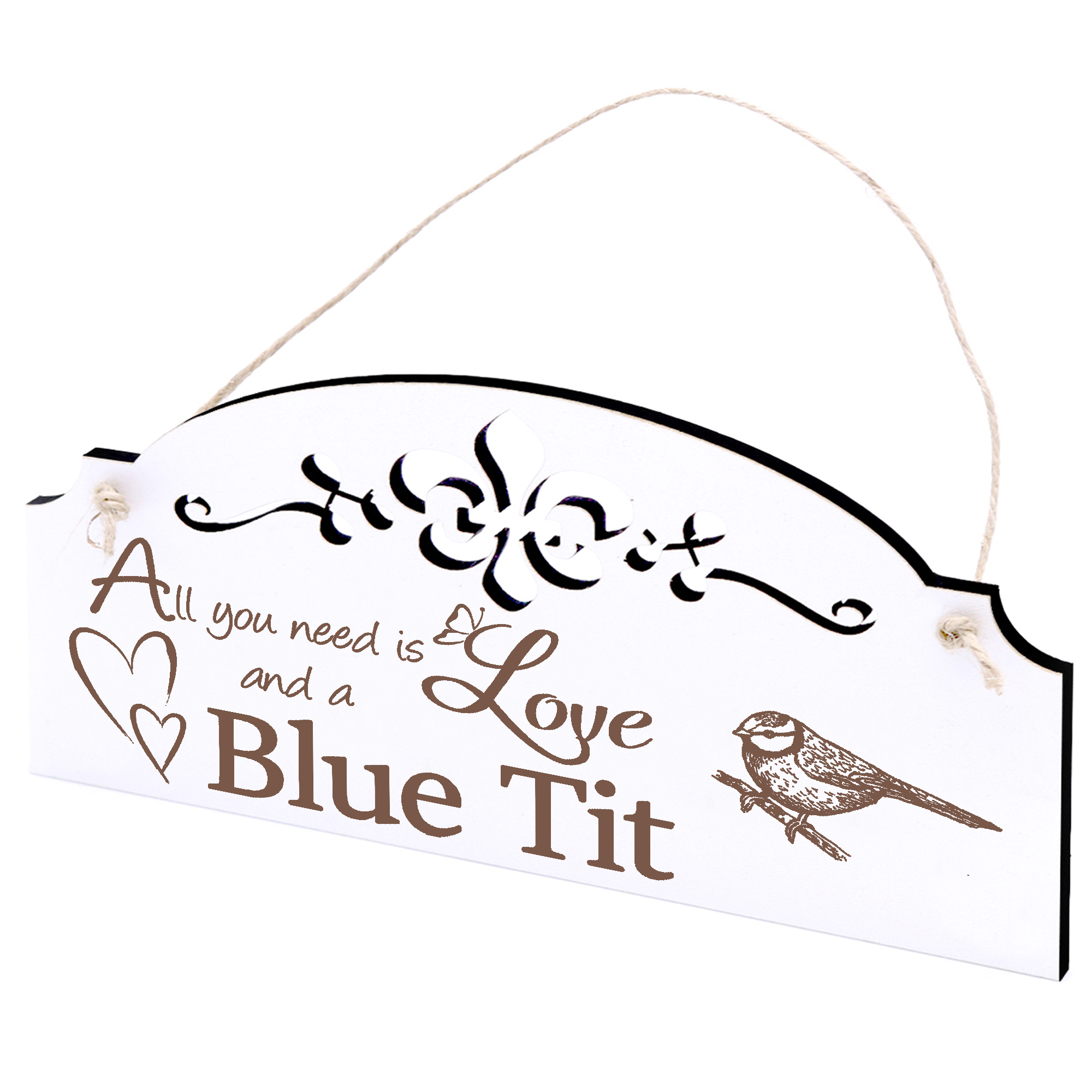 Schild Blaumeise Deko 20x10cm - All you need is Love and a Blue Tit - Holz