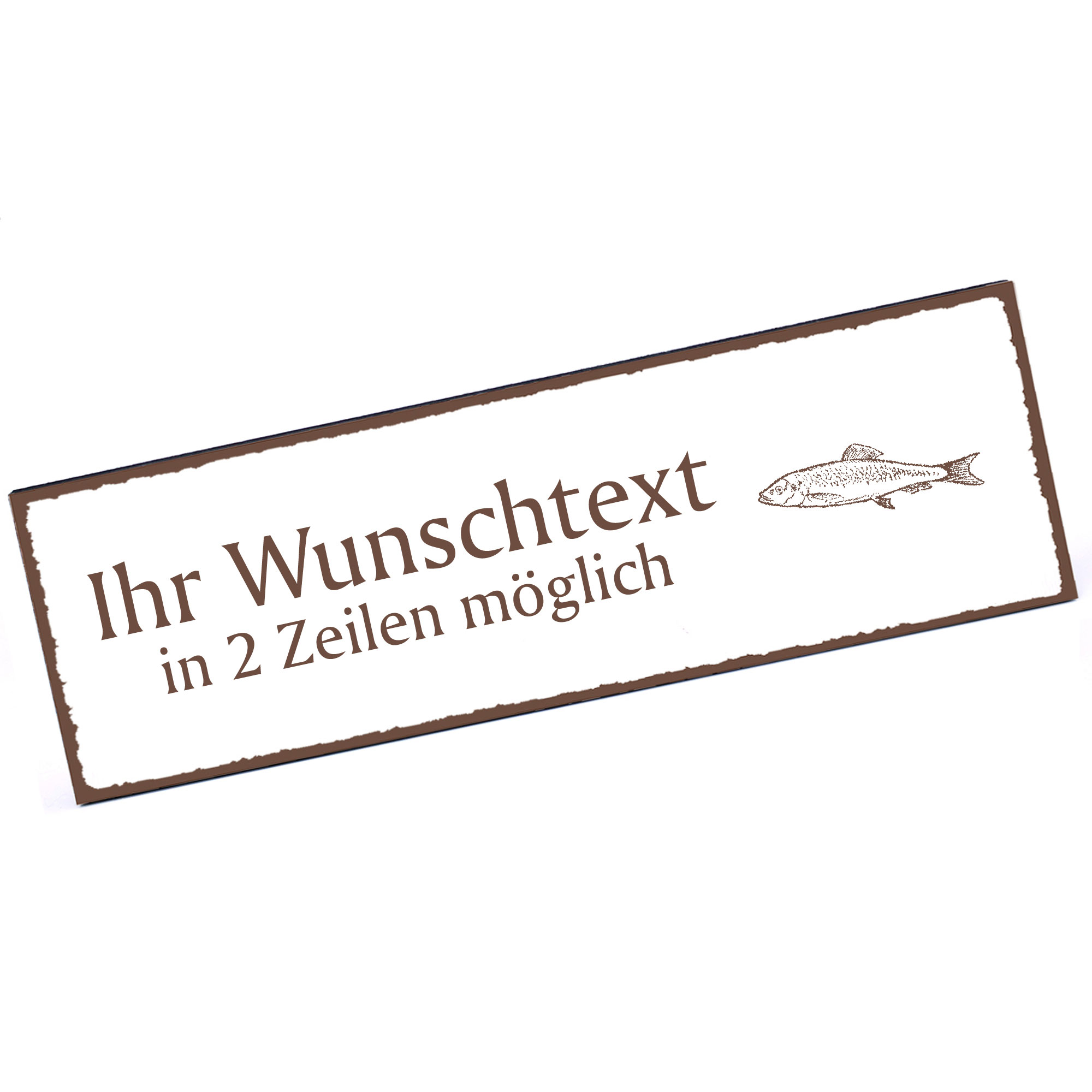 Türschild Hering  Namensschild personalisiert mit Gravur - 150mm x 50mm - selbstklebend