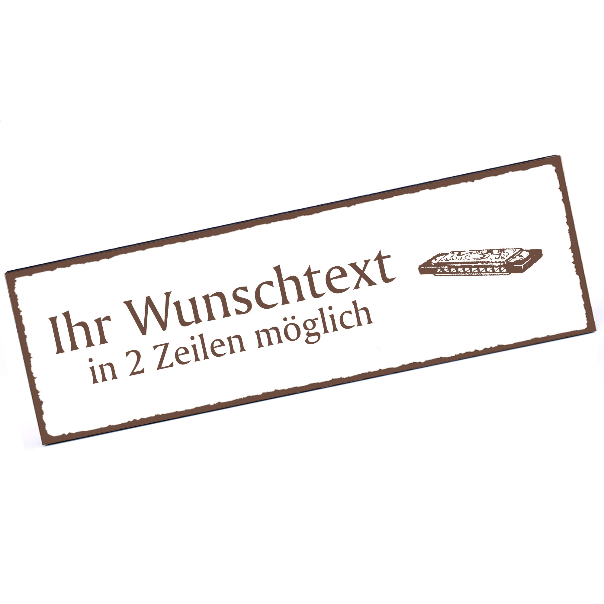 Türschild Mundharmonika  Namensschild personalisiert mit Gravur - 150mm x 50mm - selbstklebend