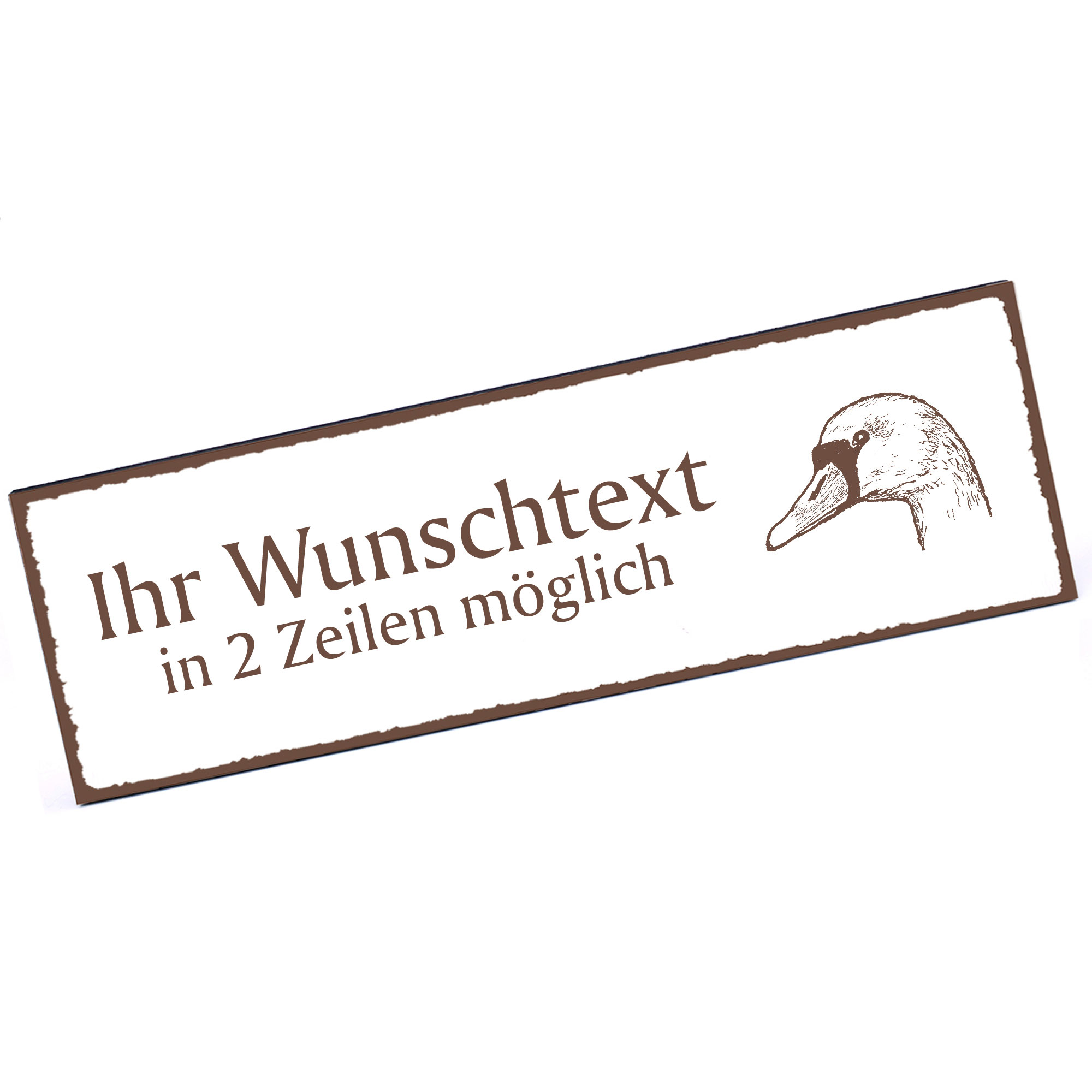 Türschild Schwan Kopf  Namensschild personalisiert mit Gravur - 150mm x 50mm - selbstklebend