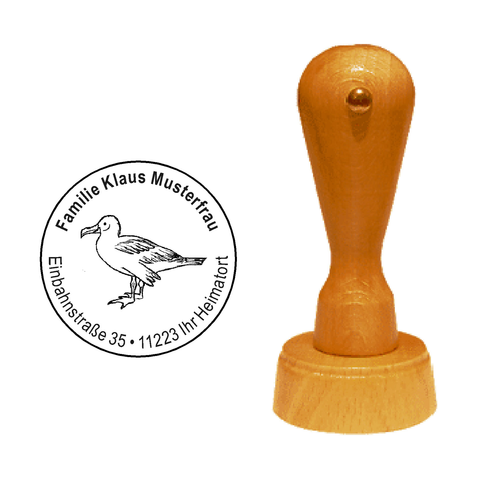 « Albatros » Holzstempel mit persönlichem Wunschtext