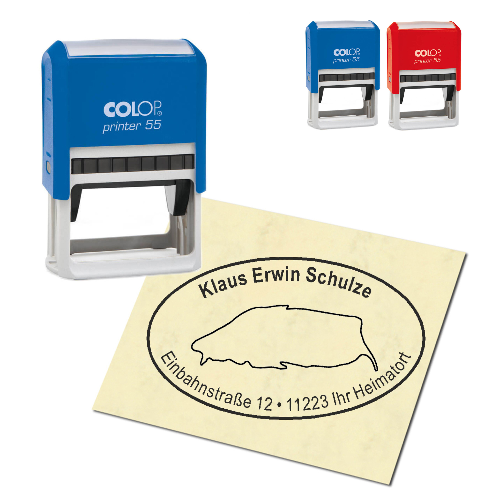 Adressstempel personalisiert Stempel - Insel Baltrum - oval 59 x 39 mm