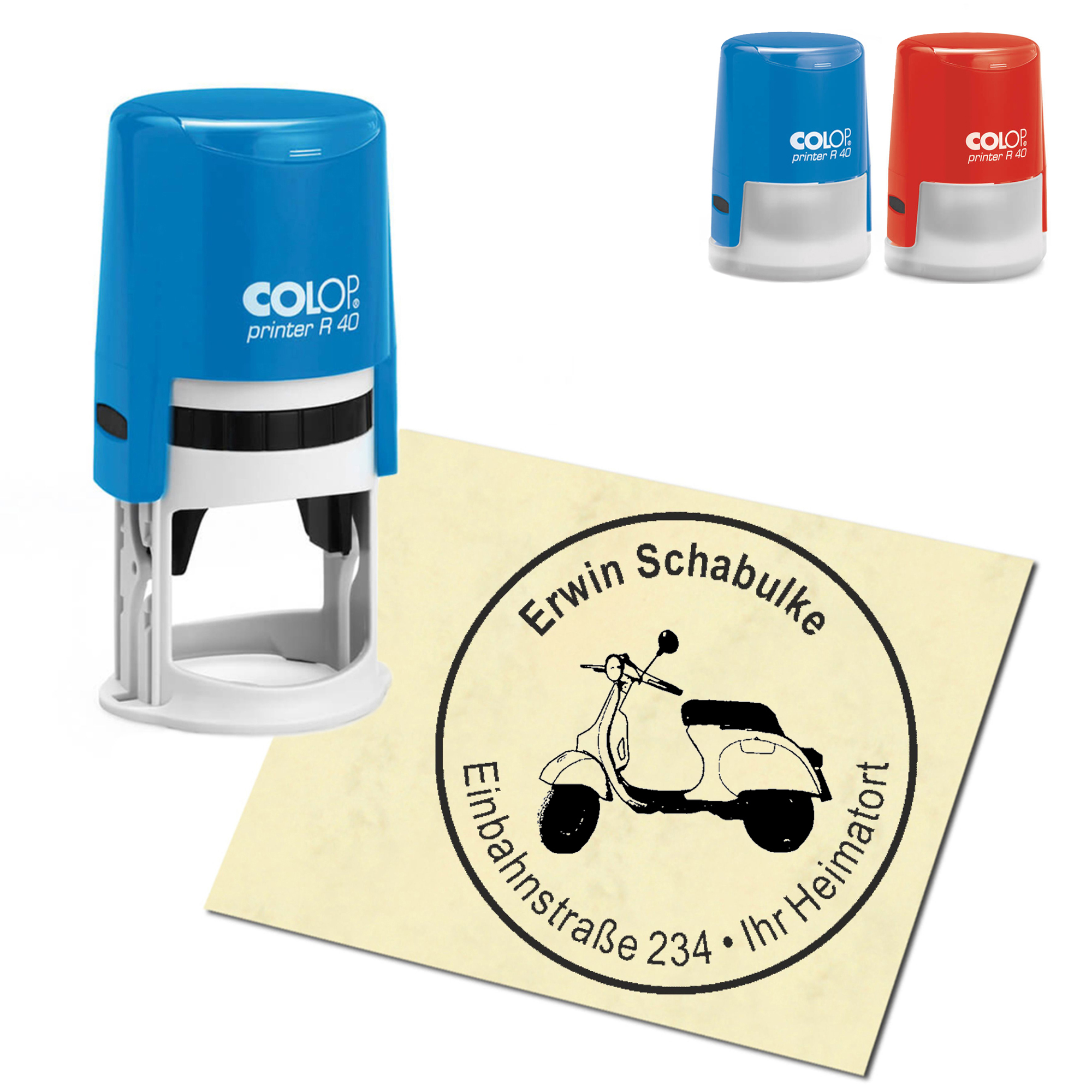 Stempel Adressstempel personalisiert - Roller - rund &empty; 40mm
