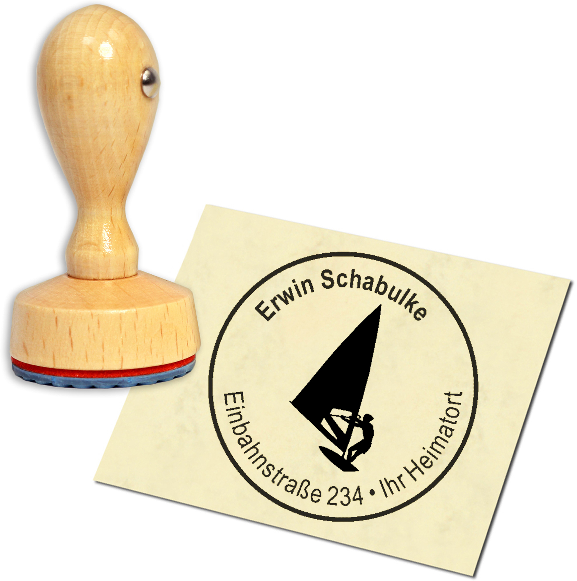 Stempel Adressstempel Holzstempel - Segeln - rund 40mm