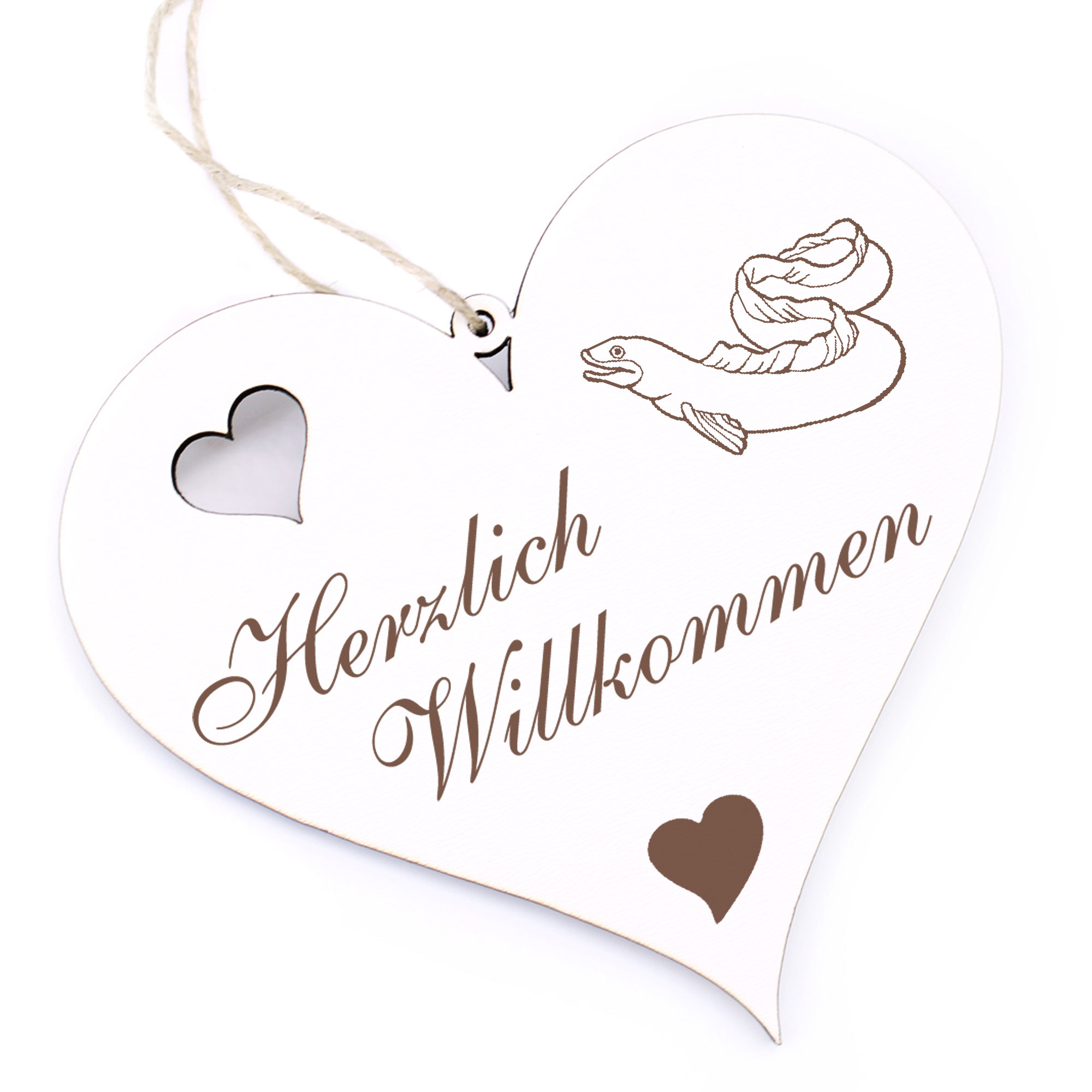 Herzlich Willkommen Schild - Aal - Deko Herz Holz