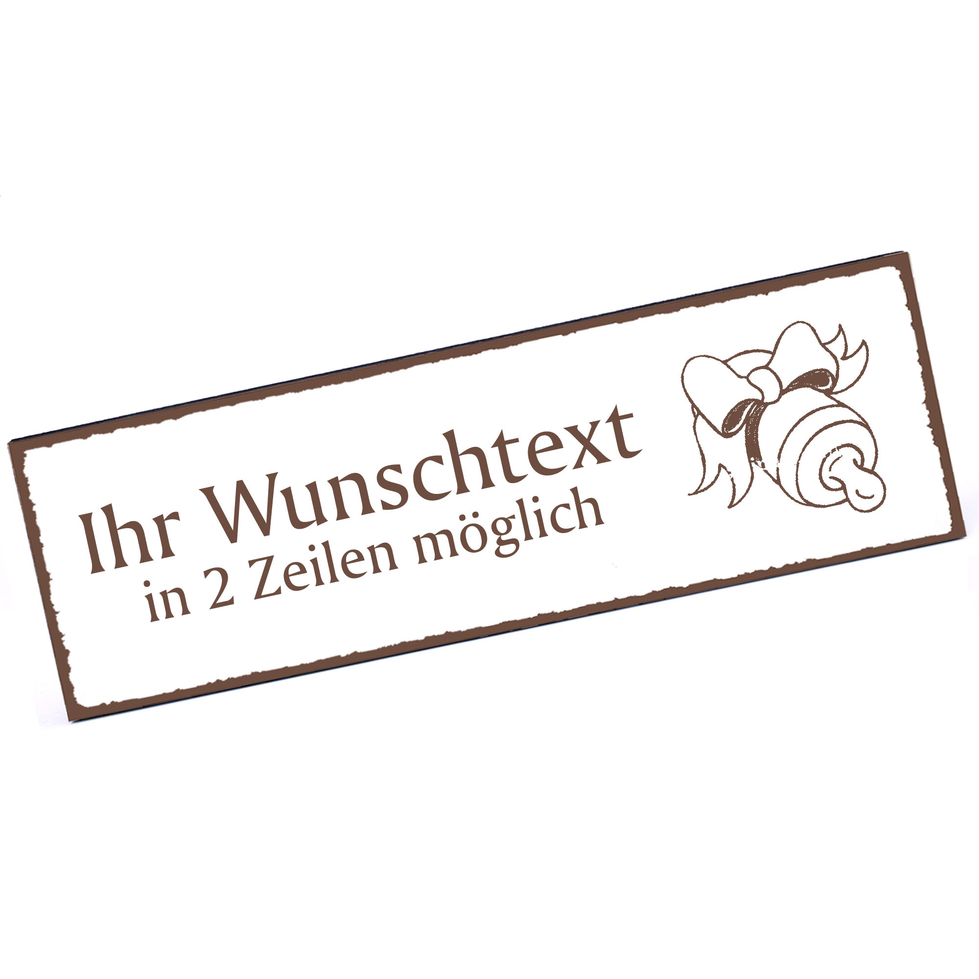 Türschild Nuckelflasche  Namensschild personalisiert mit Gravur - 150mm x 50mm - selbstklebend