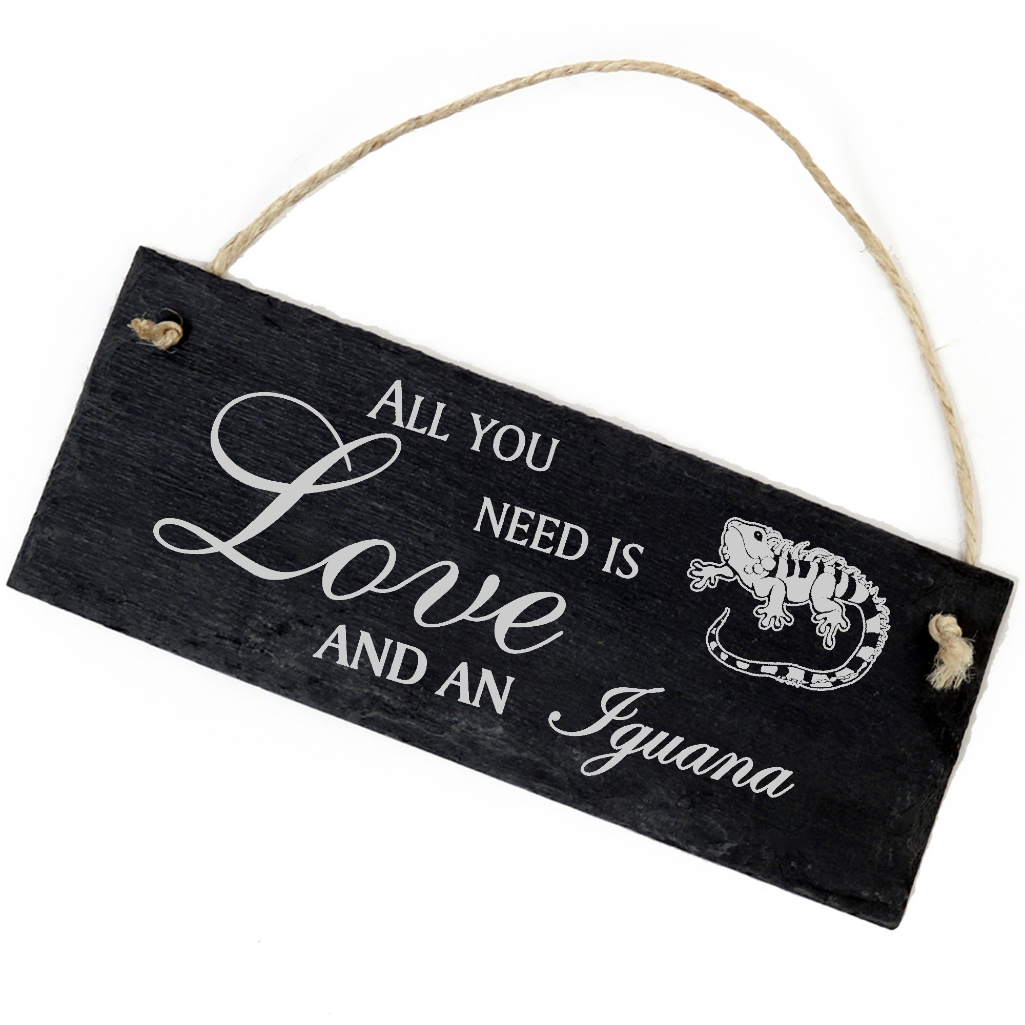 Schiefertafel Deko Leguan Schild 22 x 8 cm - All you need is Love and an Iguana