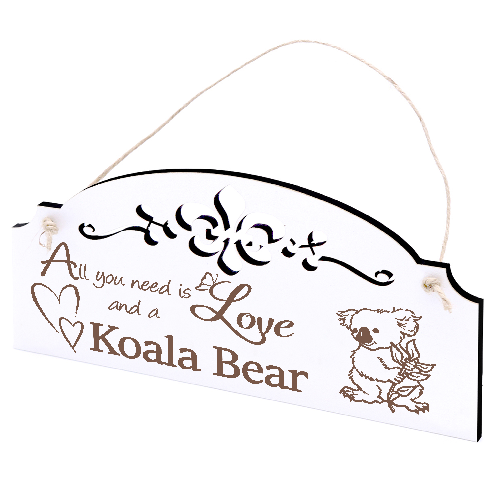 Schild Koala mit Blatt Deko 20x10cm - All you need is Love and a Koala Bear - Holz
