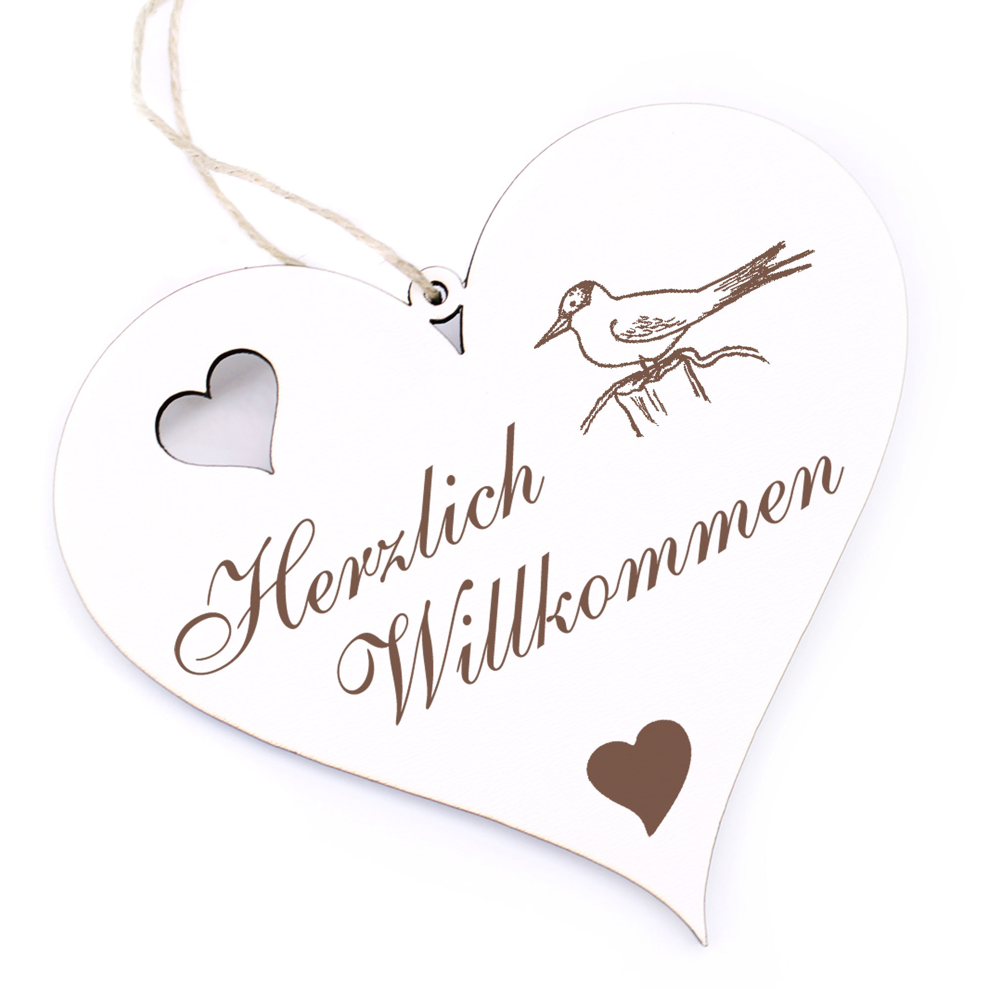 Herzlich Willkommen Schild - Küstenschwalbe - Deko Herz Holz