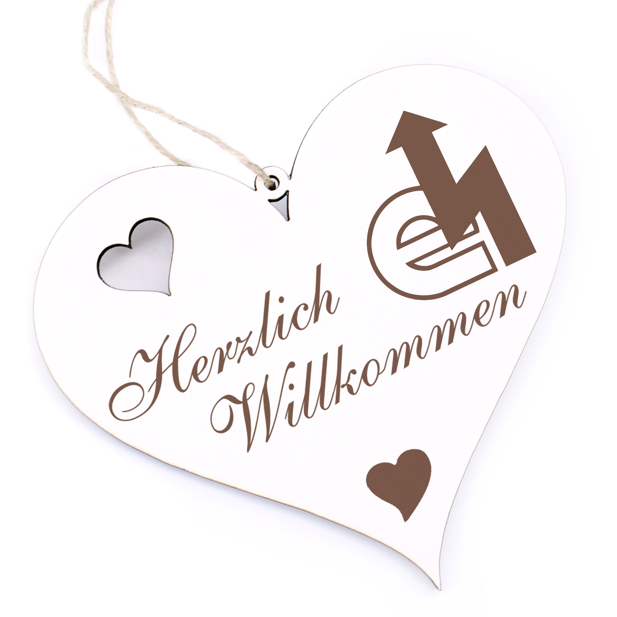 Herzlich Willkommen Schild - Elektriker - Deko Herz Holz
