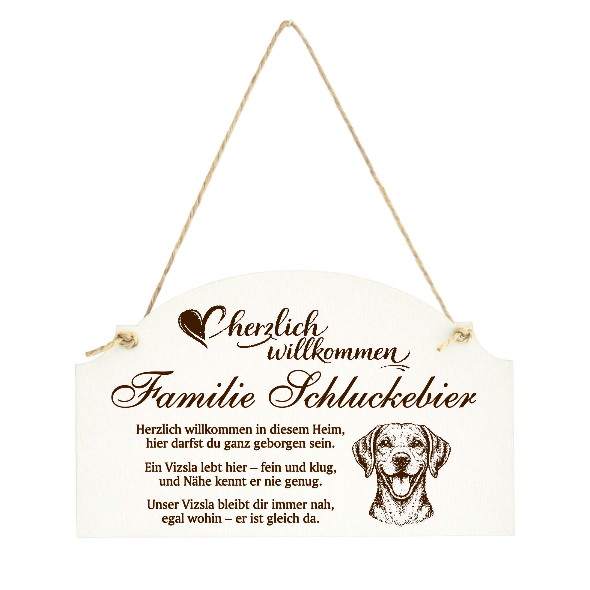 Willkommensschild Magyar Vizsla personalisiert - Haustürschild mit Hundespruch - 14 x 8,5 cm