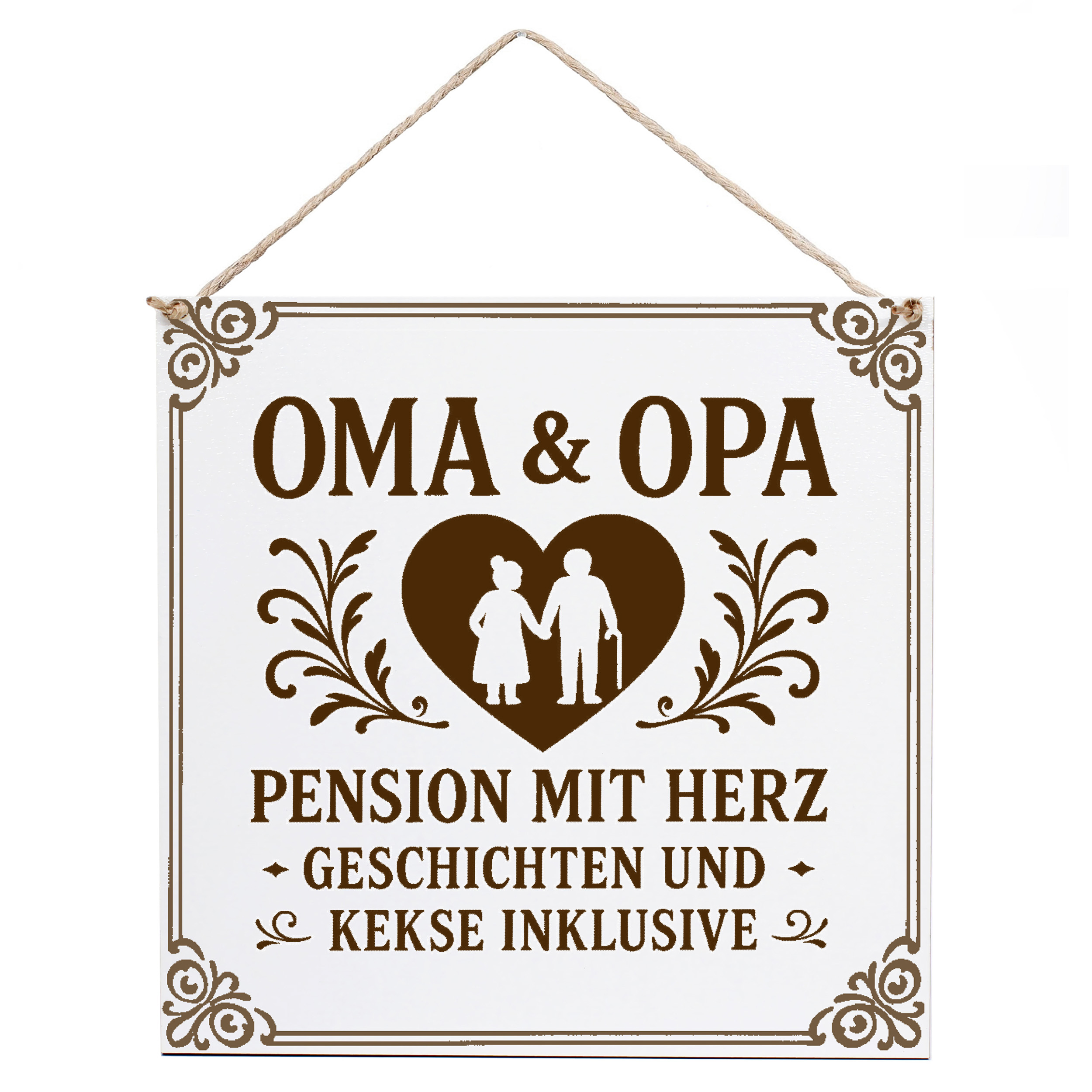 Deko Schild Geschenk Oma Opa Pension mit Herz Herzmotiv Dekoschild 15×15cm