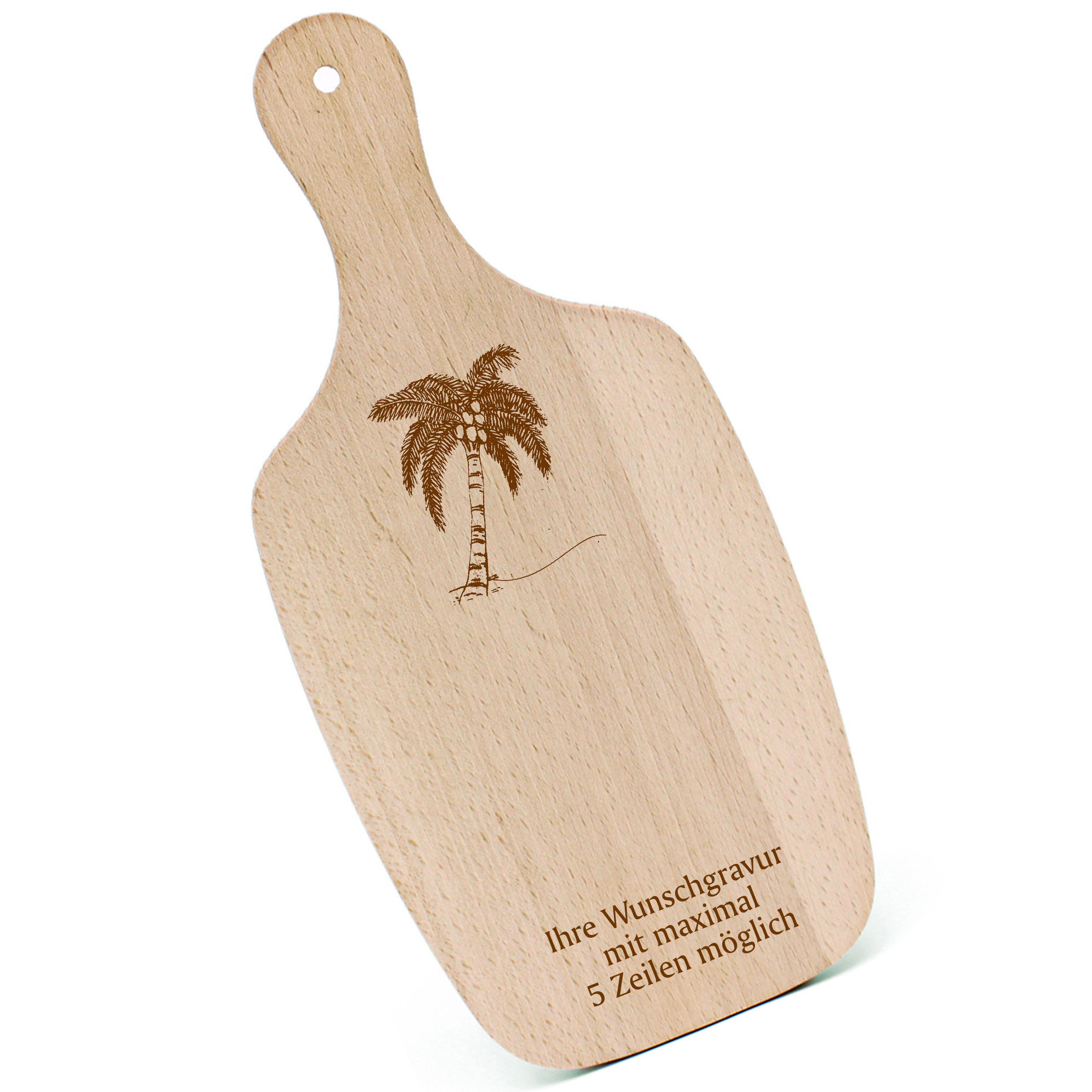 Schneidebrett Frühstücksbrettchen - Palme - mit Griff 330x150mm