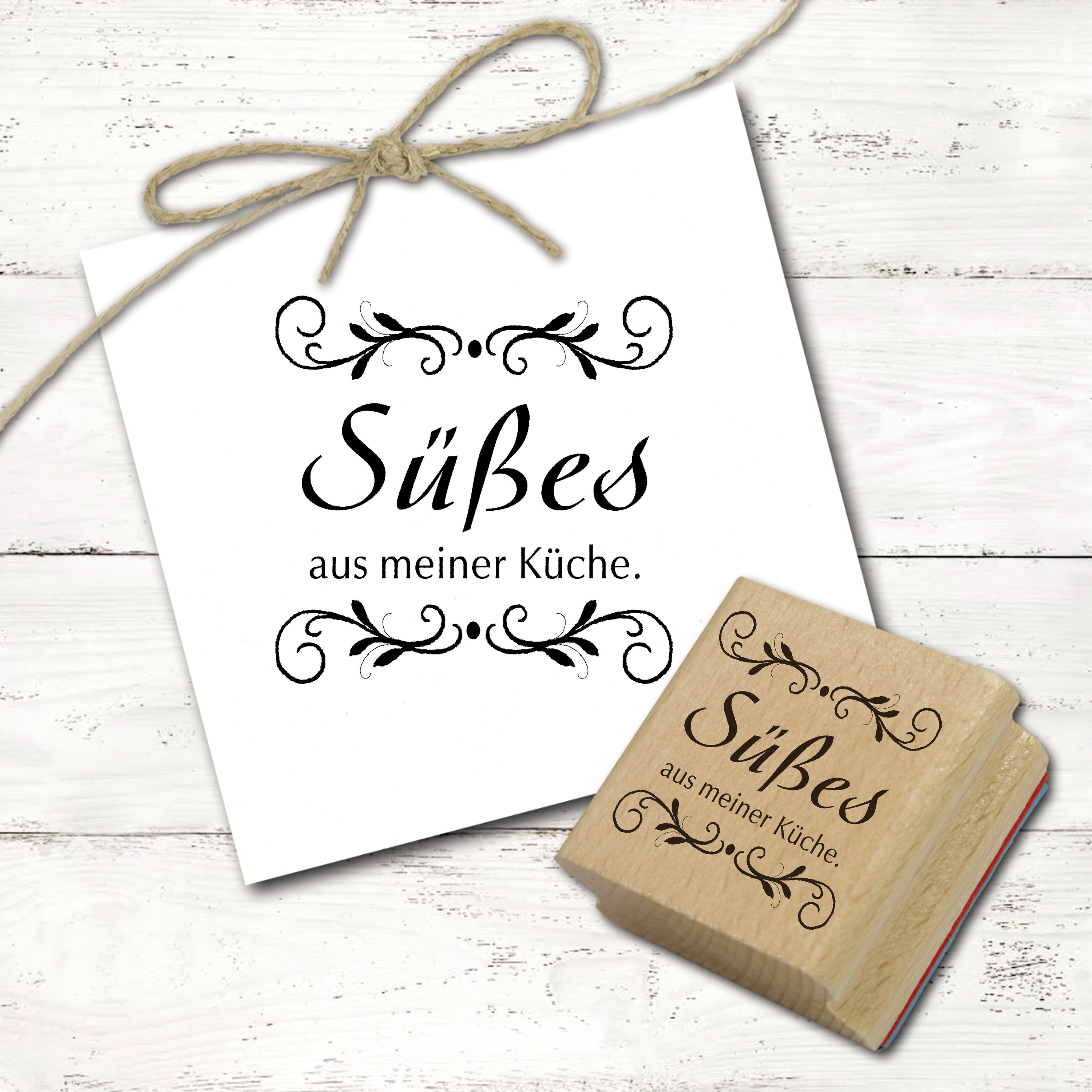 Motivstempel Süßes aus meiner Küche - Stempel Holzstempel 38 x 38 mm 