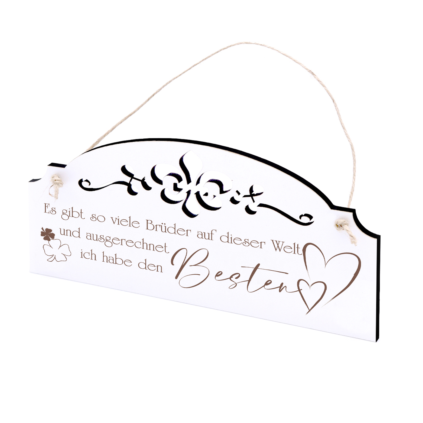 Schild Spruch Bester Bruder der Welt - Vintage Türschild mit Ornamenten 20x10cm