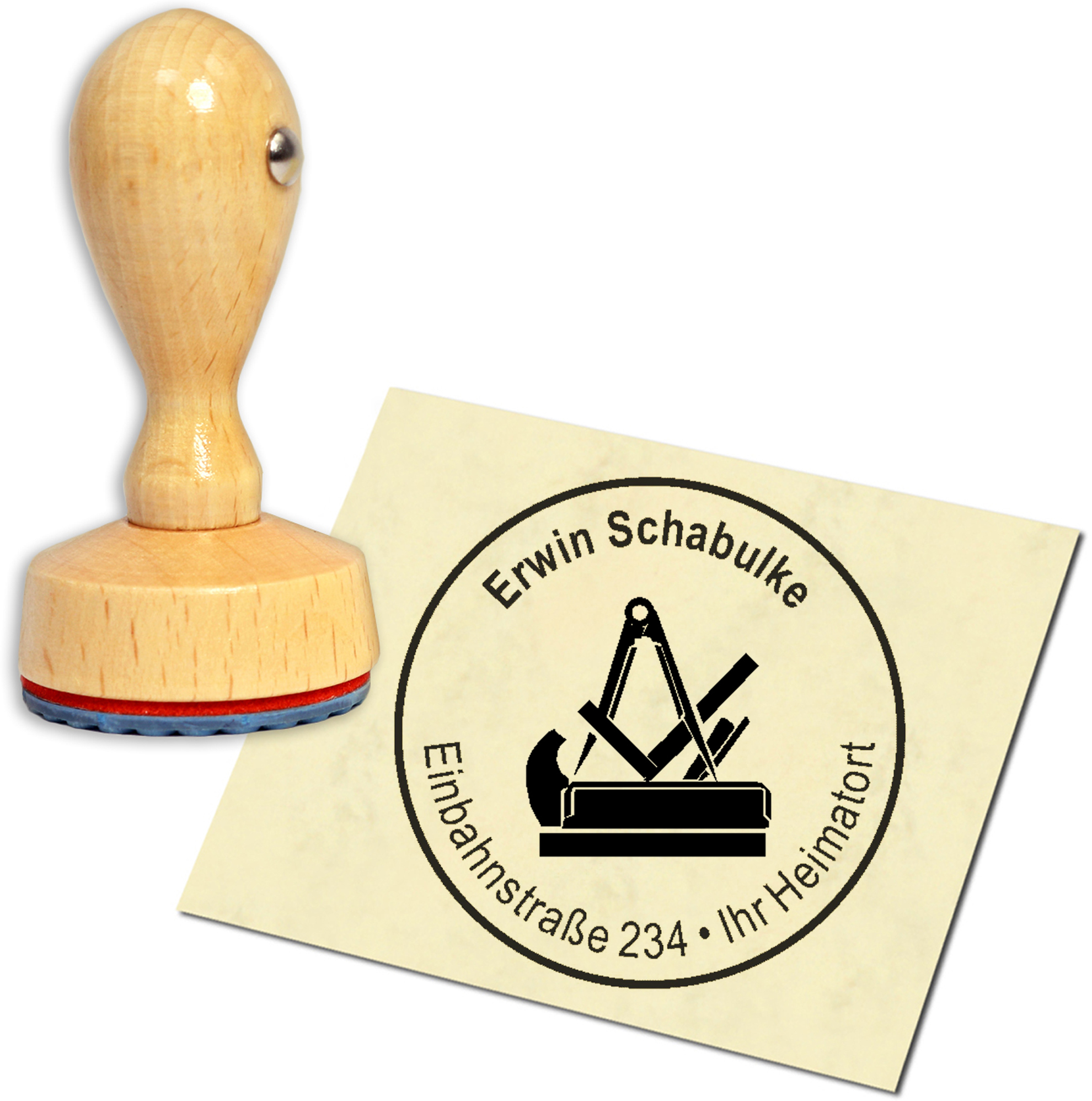 Stempel Adressstempel Holzstempel - Tischler - rund 40mm