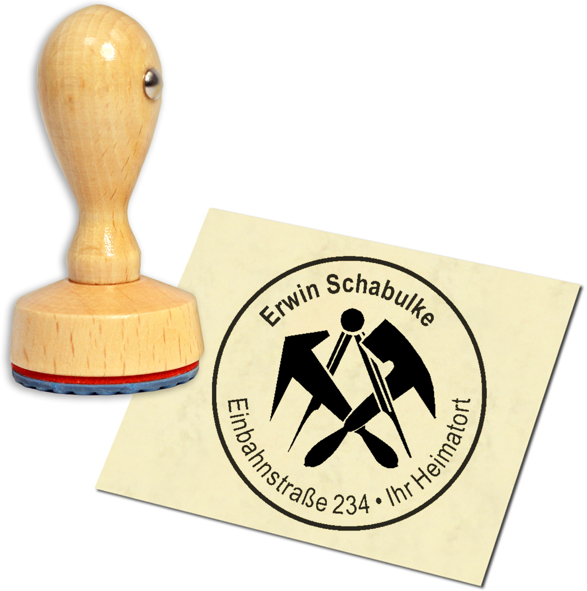 Stempel Adressstempel Holzstempel - Dachdecker - rund 40mm