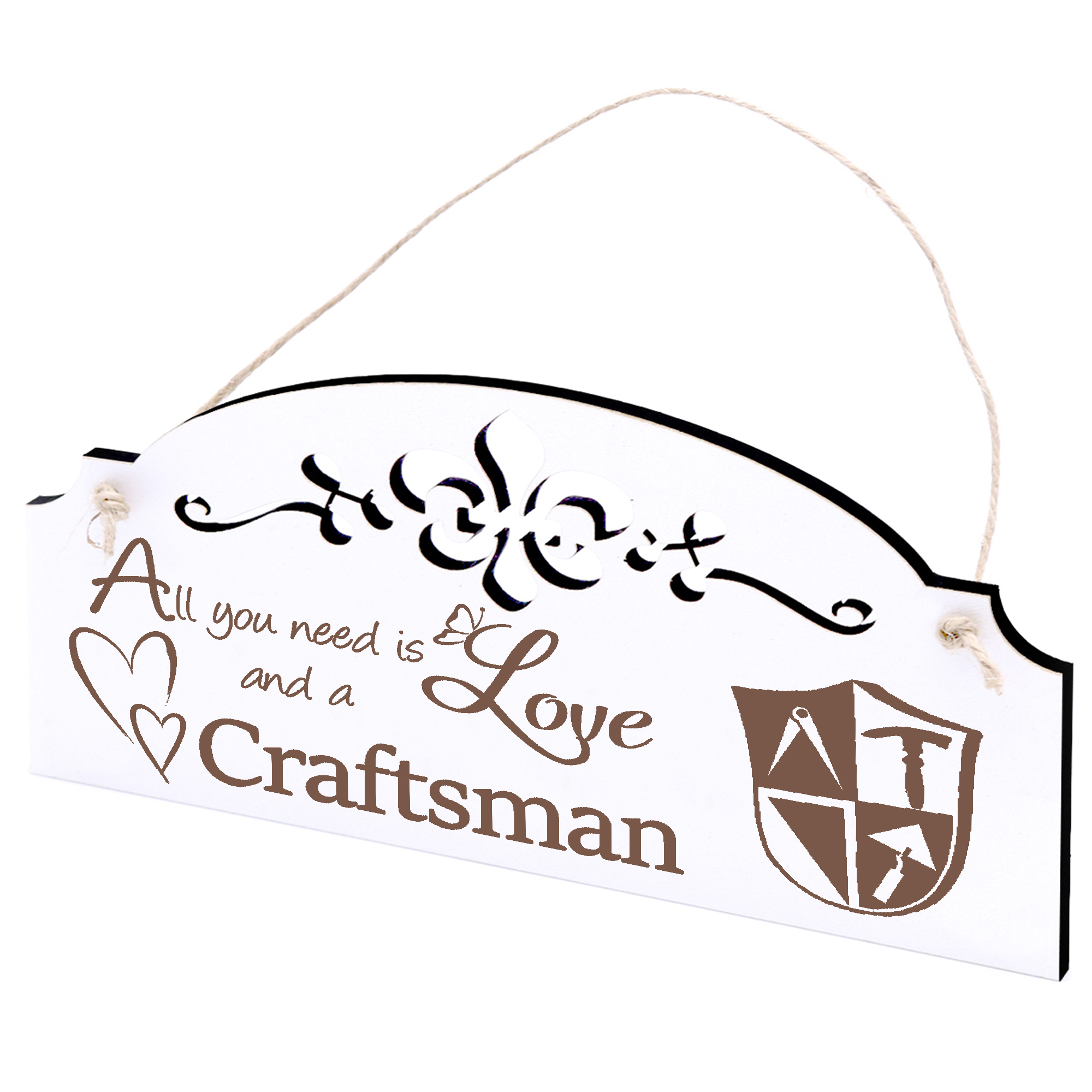 Schild Bau Handwerk Deko 20x10cm - All you need is Love and a Craftsman - Holz