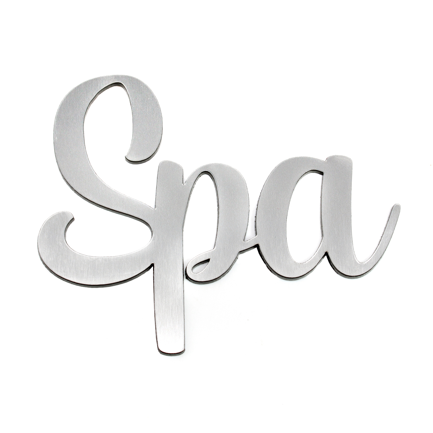 SPA Türschild Schriftzug silbergrau Kunststoff Türdeko Buchstaben selbstklebend 15 x 12 cm