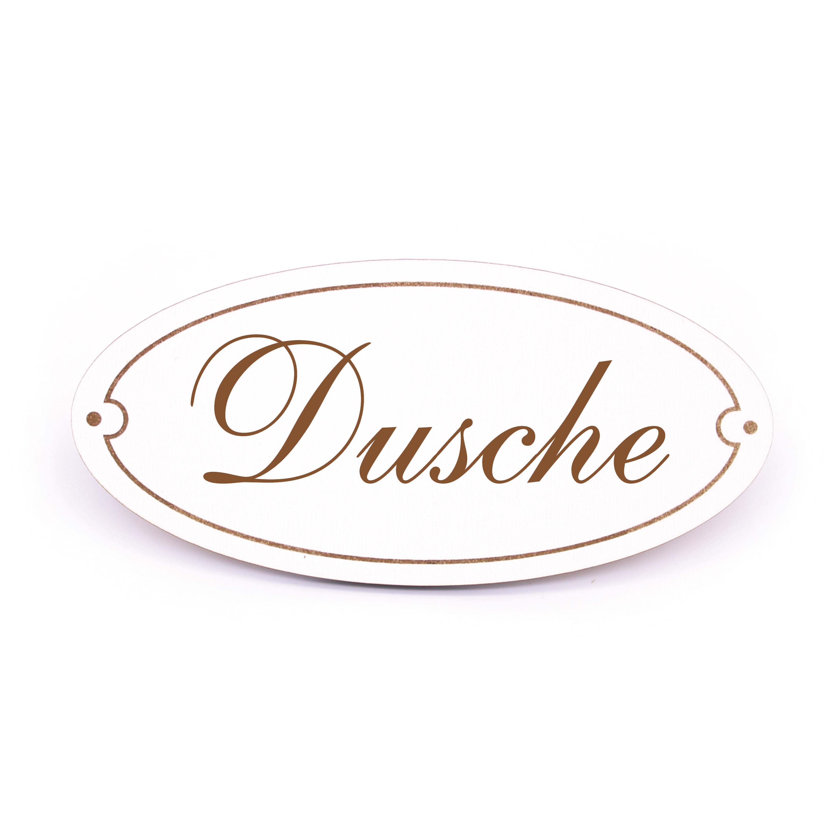 Ovales Türschild Dusche - selbstklebend - 15 x 7 cm